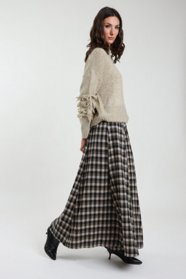 Long Checked Skirt