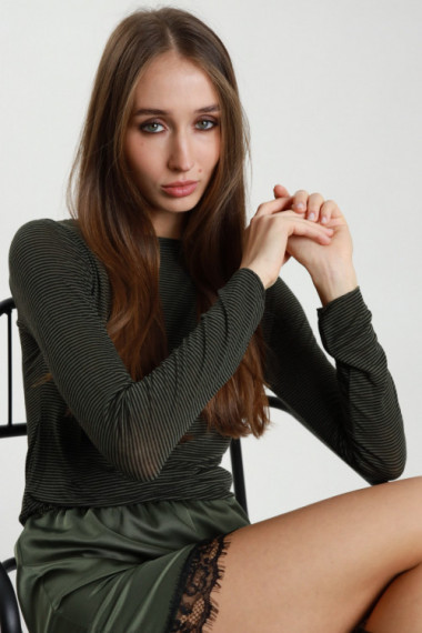 Maglia Rigata con Cashmere