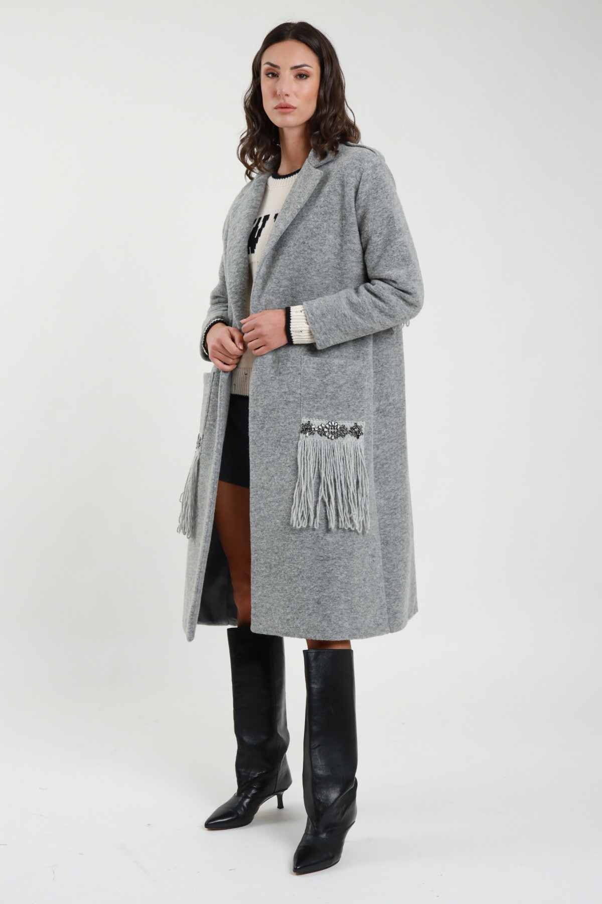Mantel mit Fransen