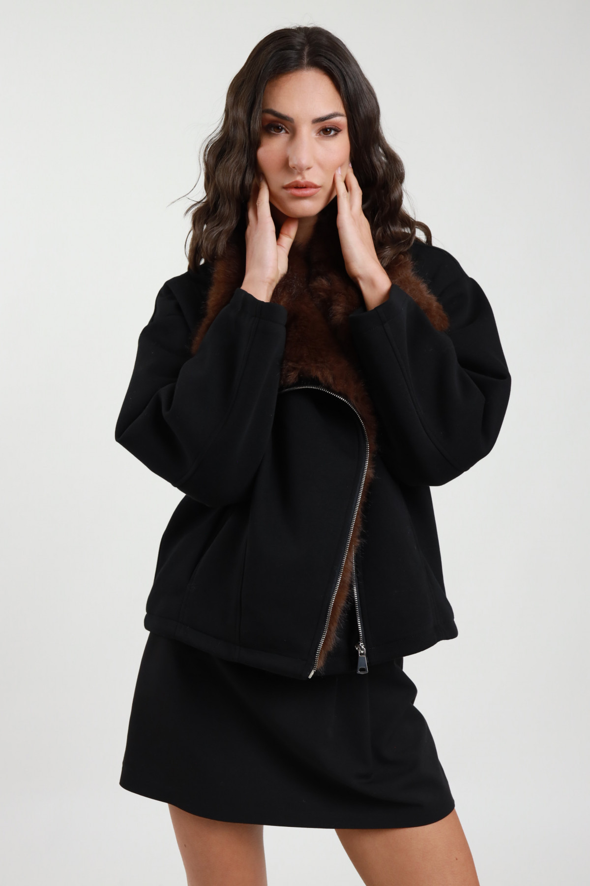 Chiodo-Sweatshirt + Kunstpelz