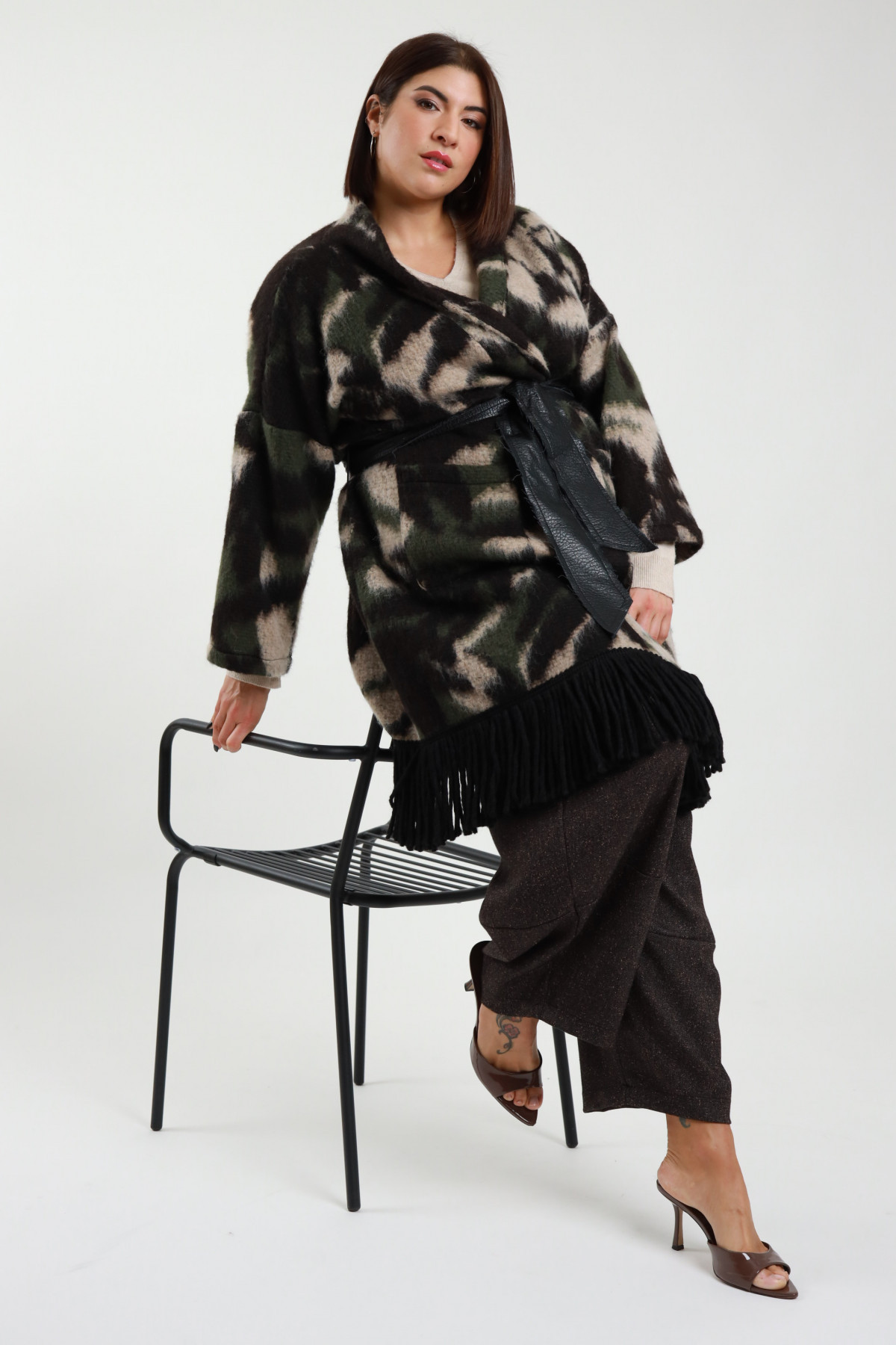 Cappotto jacquard 70%pl 30%wo