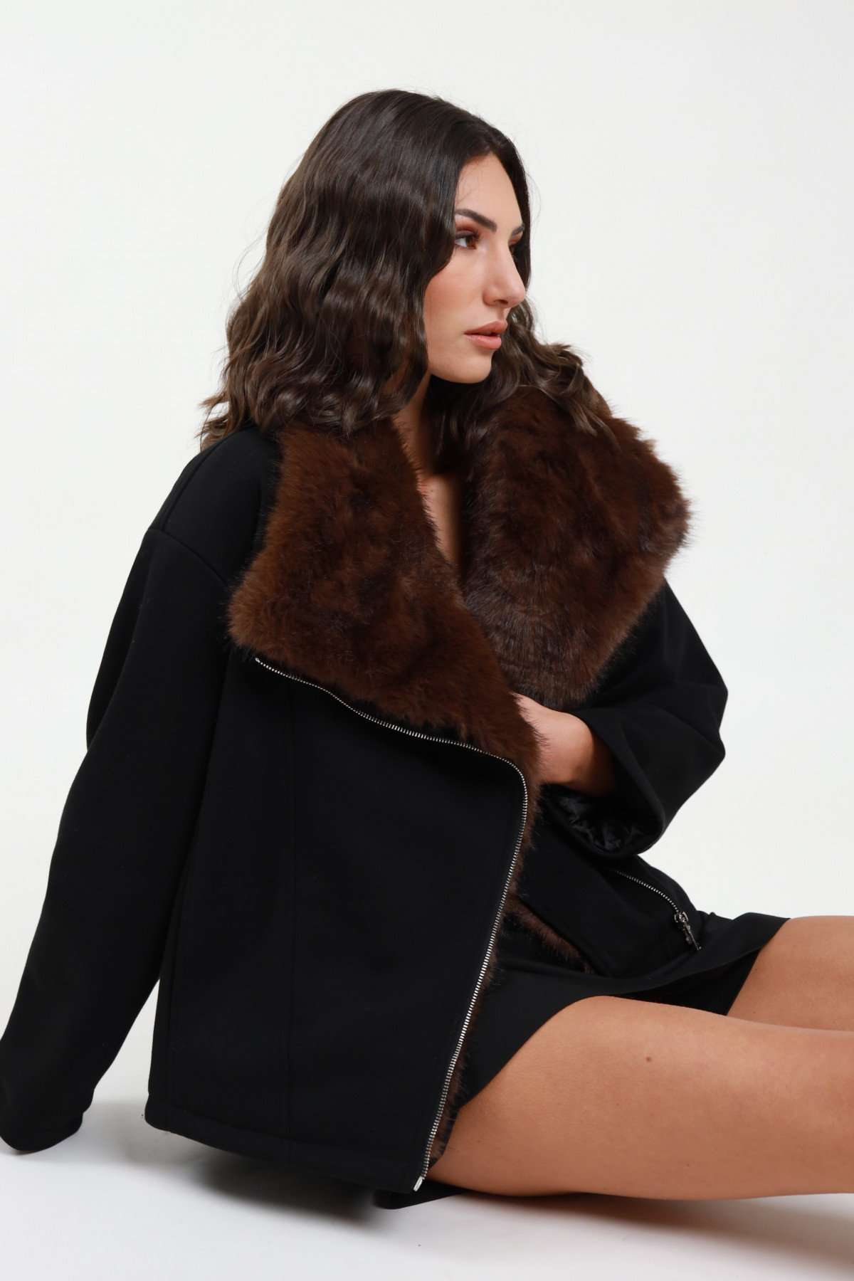 Chiodo-Sweatshirt + Kunstpelz