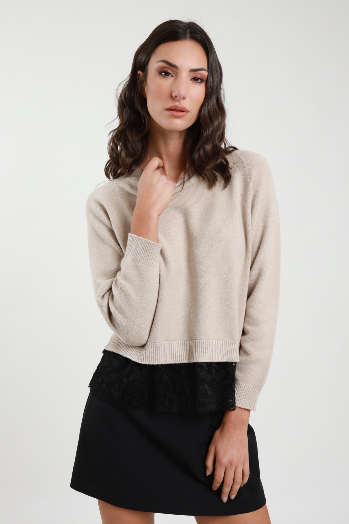 Maglioncino Crop con Pizzo