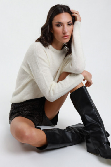 Pullover girocollo 38%ac 32%ny 30%wp