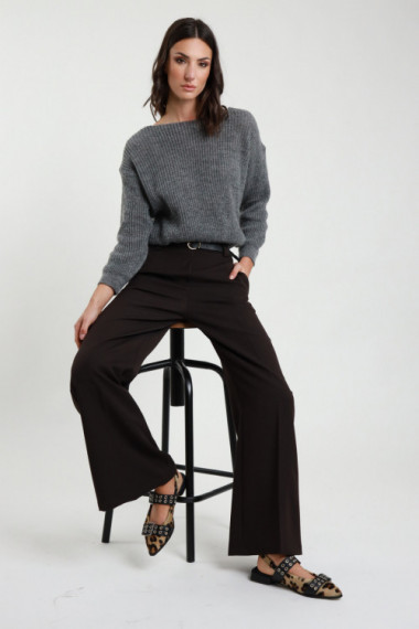 Pantaloni Gamba Dritta con Cintura