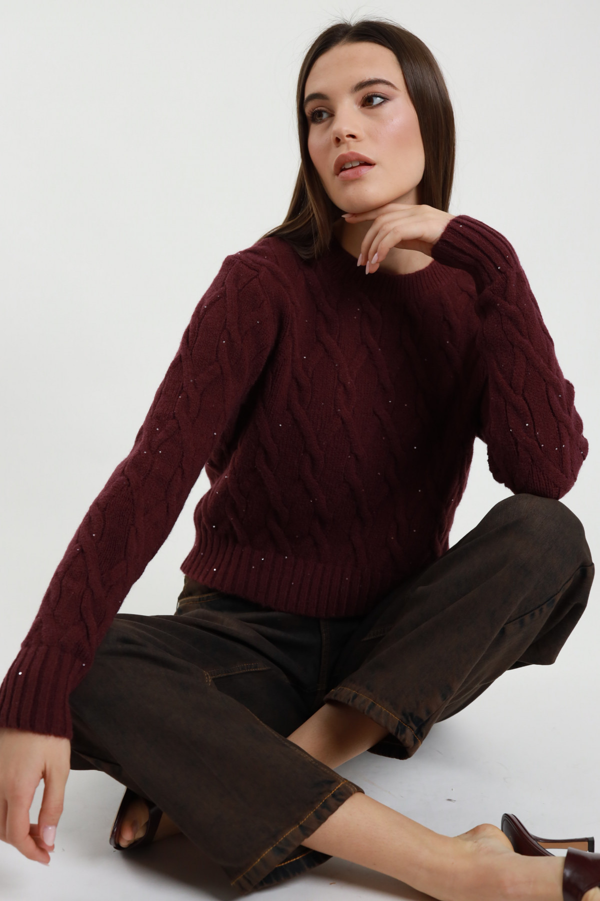 Geflochtener Pullover + Mikropailletten