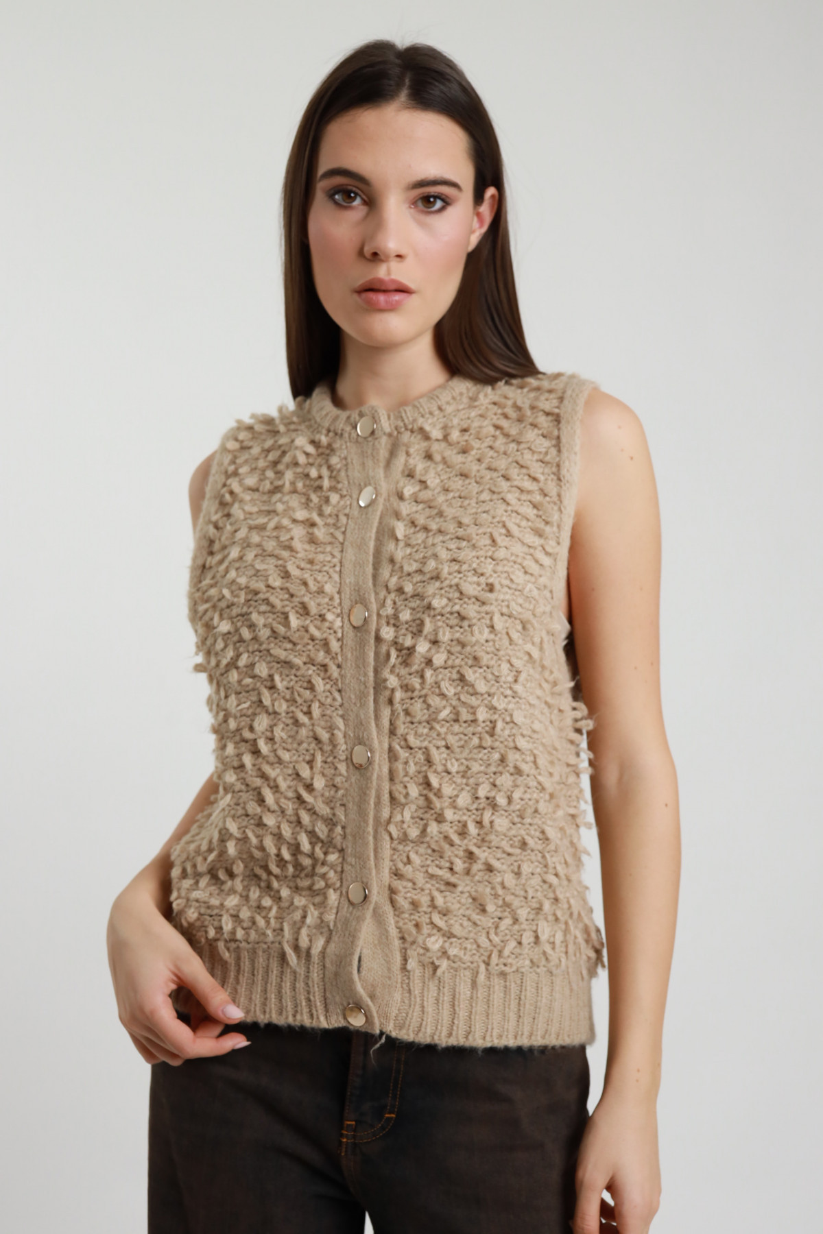 Gilet c/bottoni 57%pc 29%pa 7%vi 7%wo