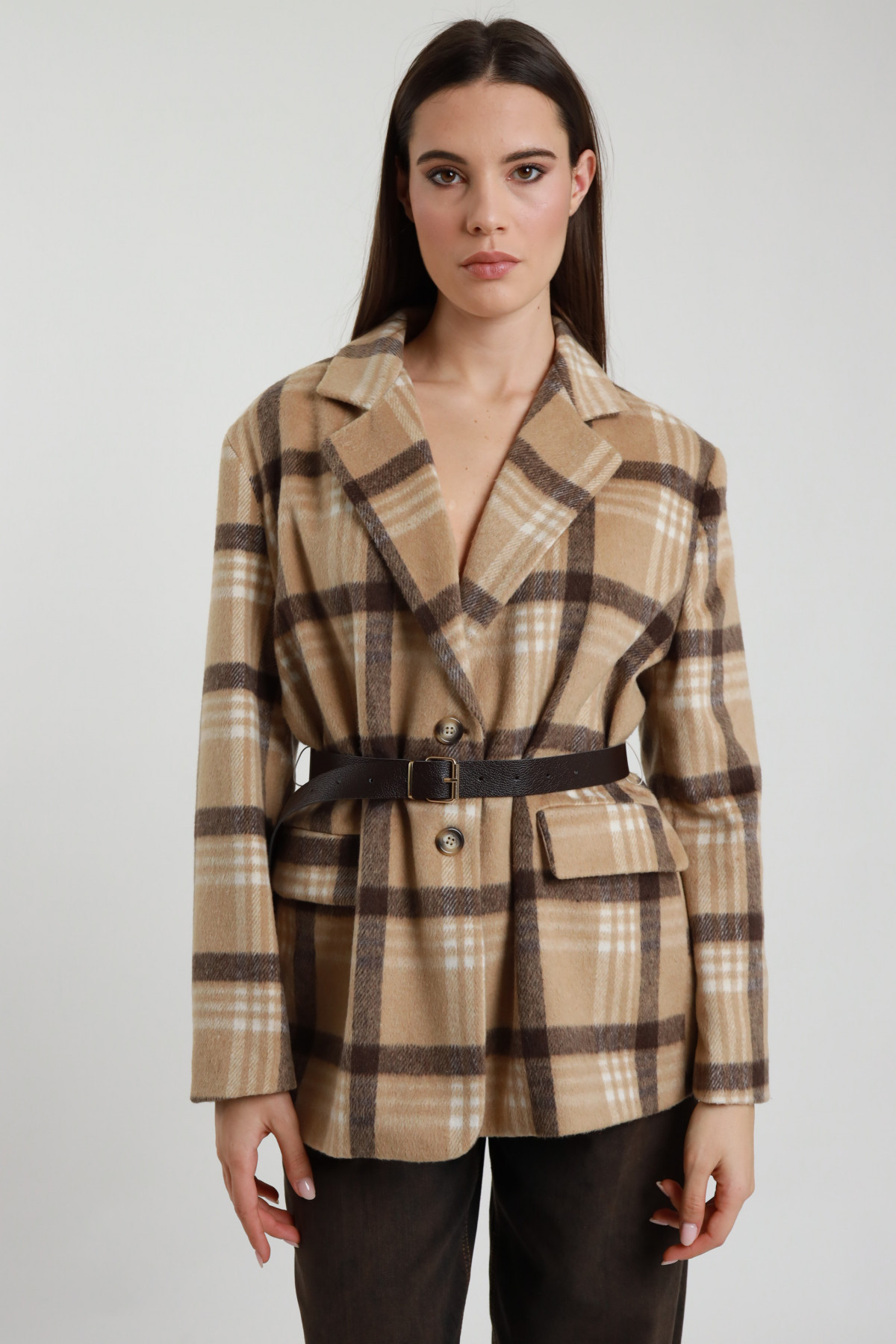 Blazer Check con Cintura