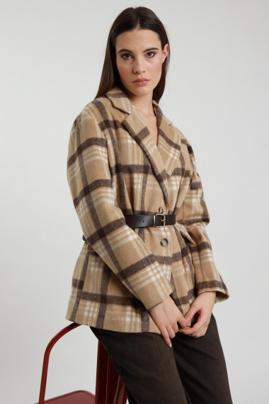 Blazer Check con Cintura