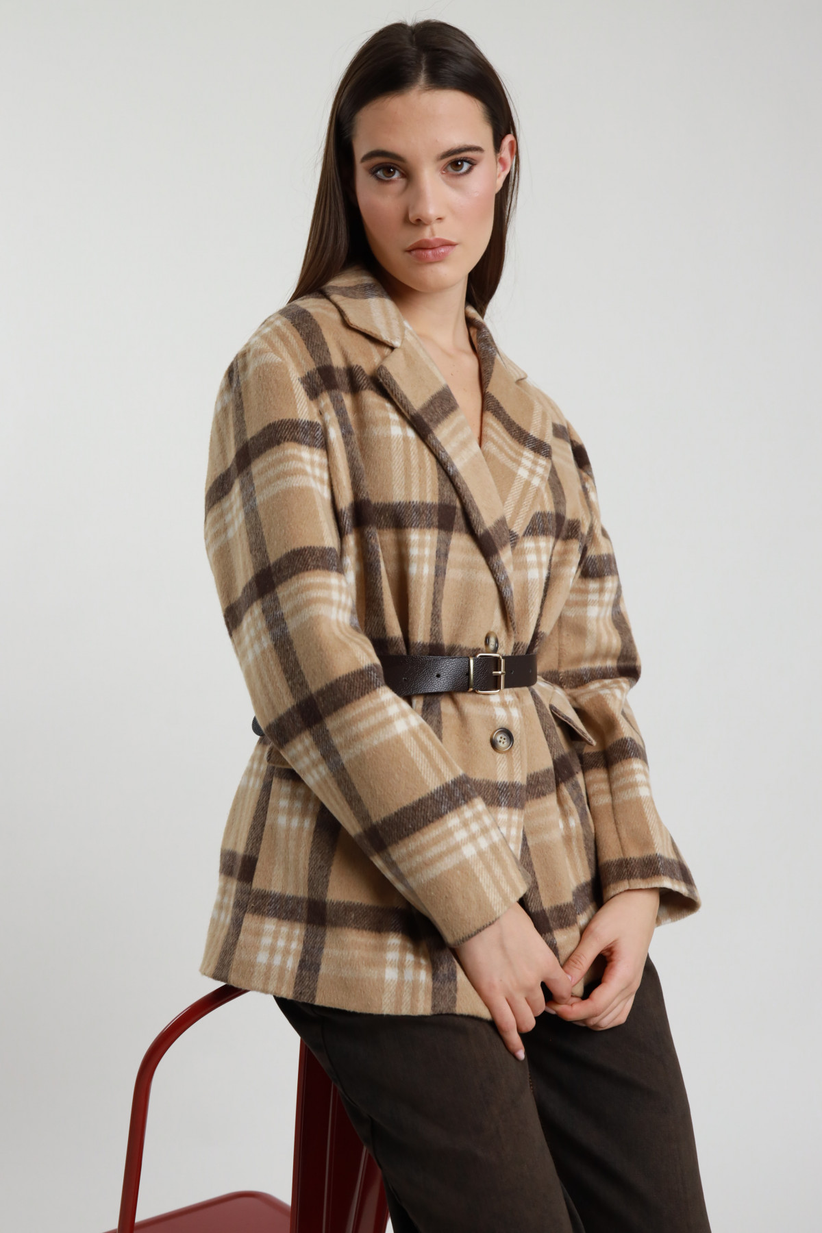 Blazer Check con Cintura