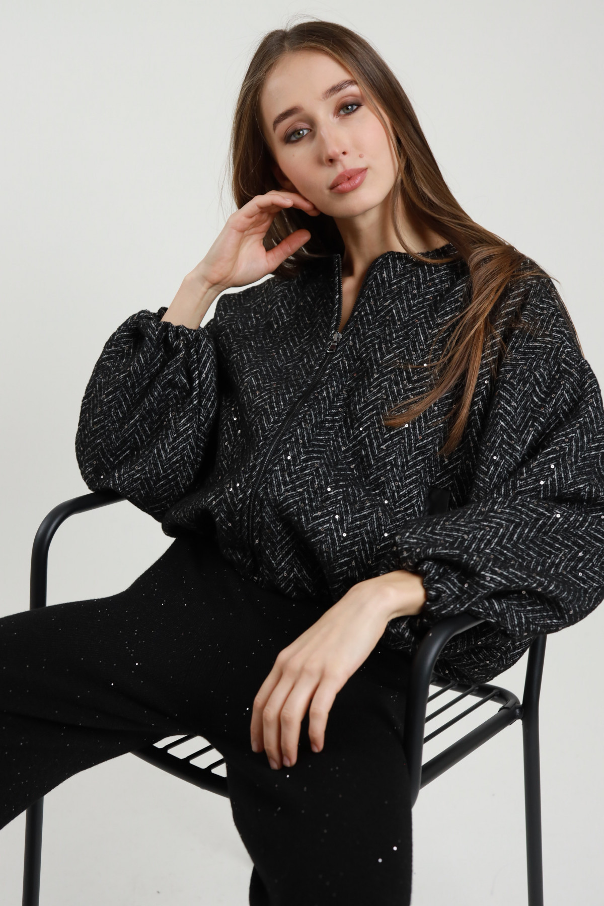 Bomber jacket with sequins