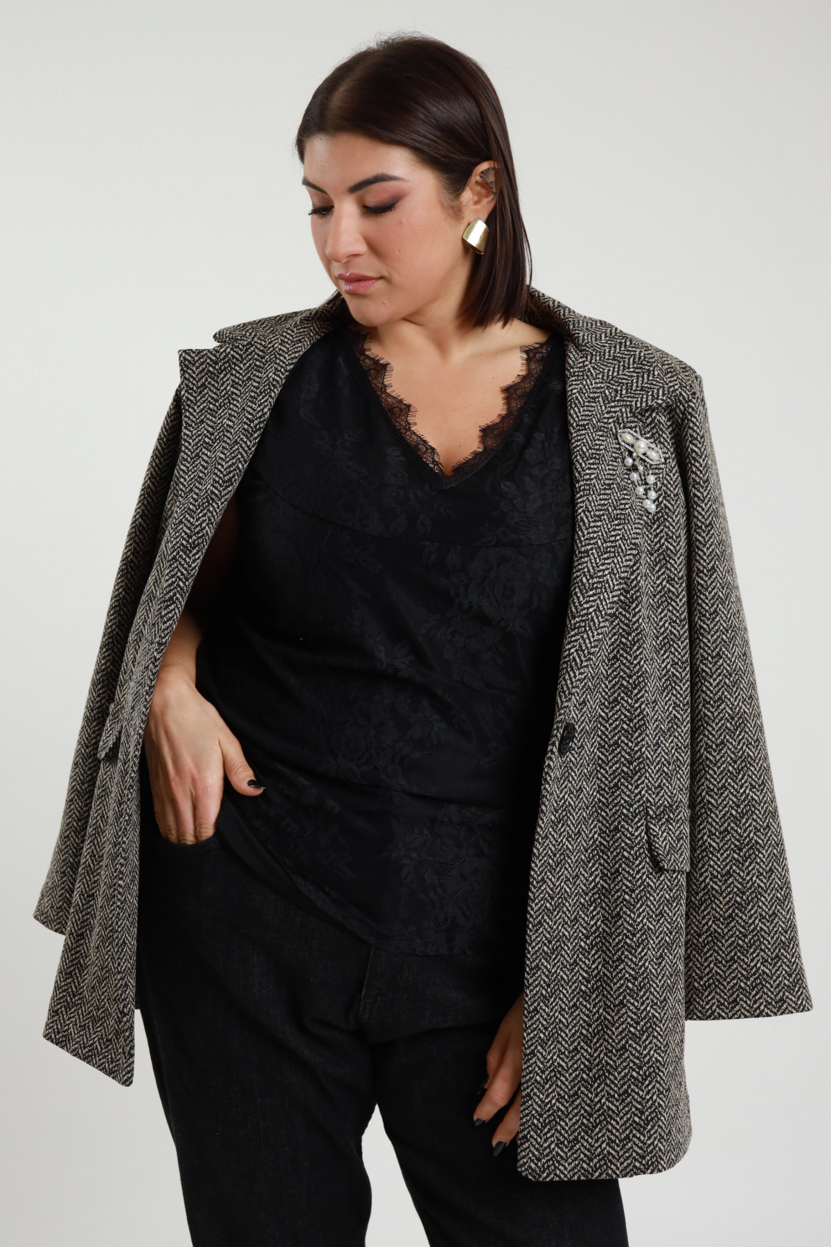 Top pizzo smanicato 100%pa