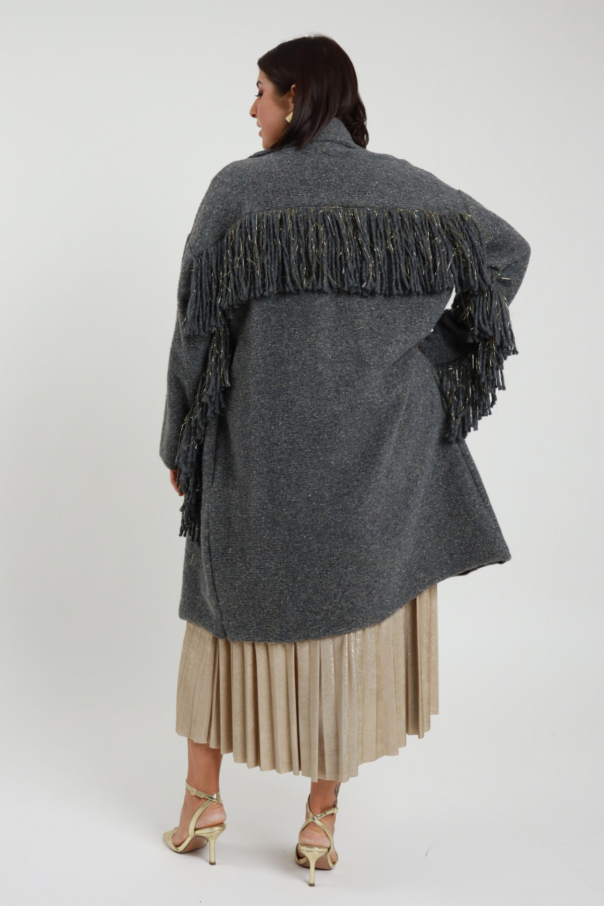 Cappotto c/frangia 65%pl 30%wo 5%pa