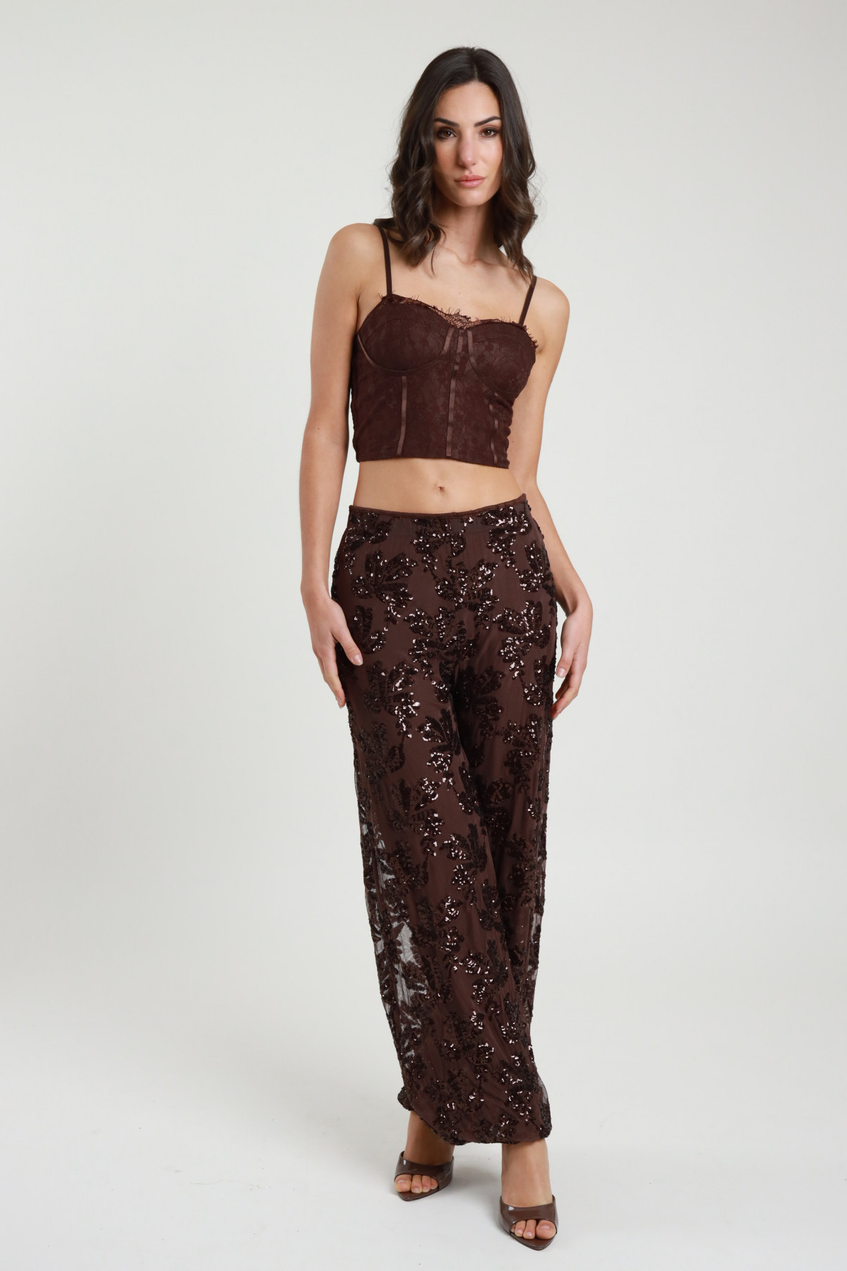 Pantalone baloon paillettes 95%pl 5%ea+97%vi 3%ea