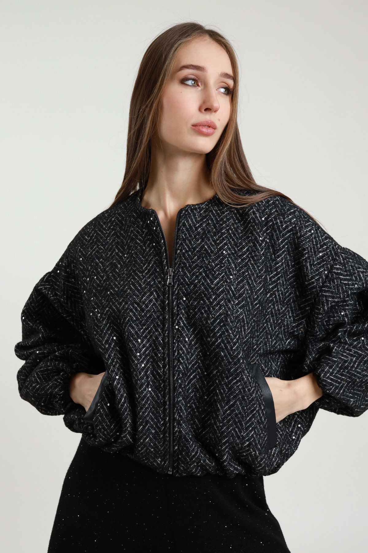 Bomber jacket with sequins