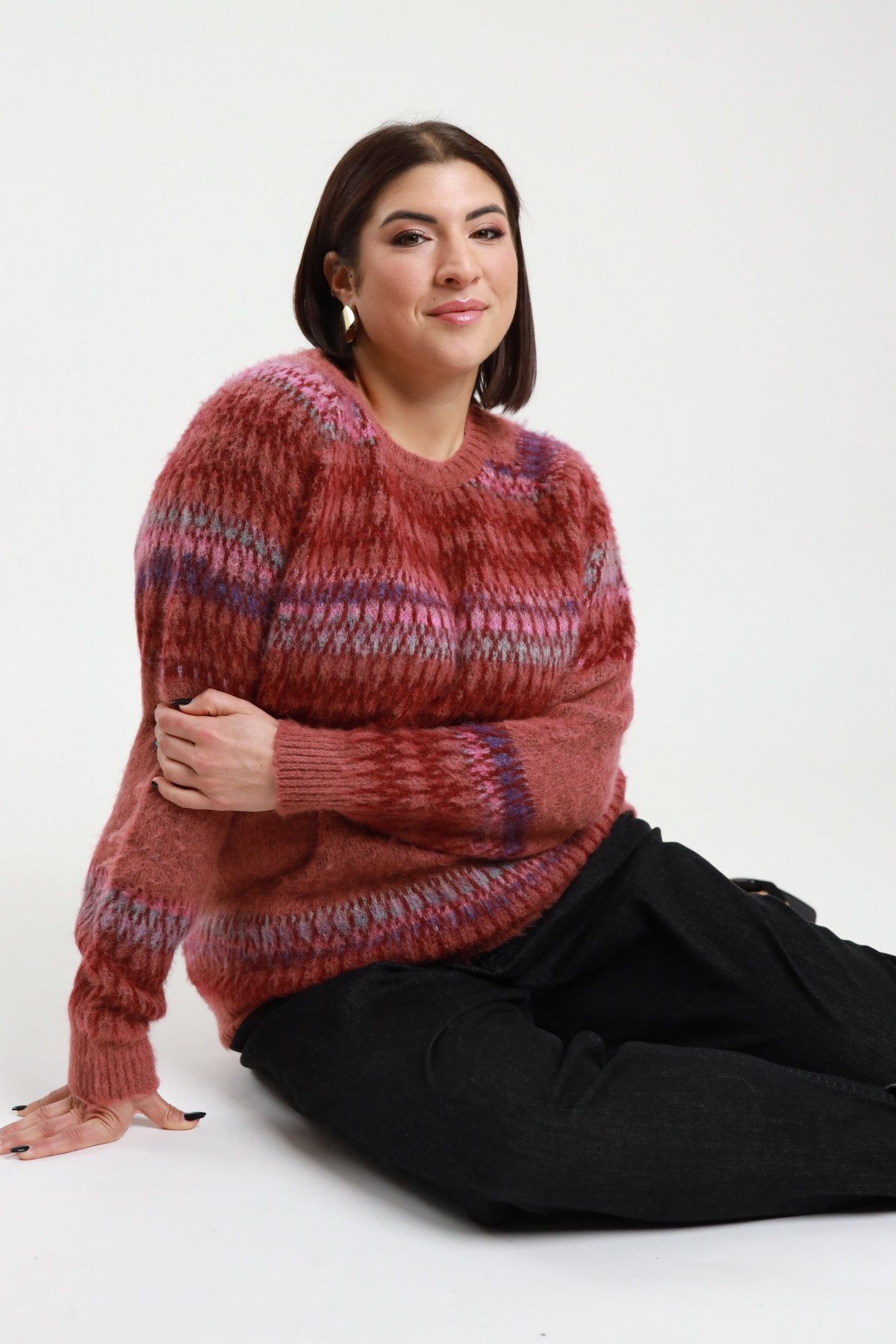 Maglia jaquard 57%pc 29%pa 7%wo