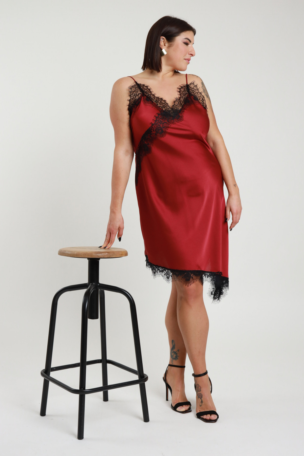 Abito raso c/pizzo 100%pl