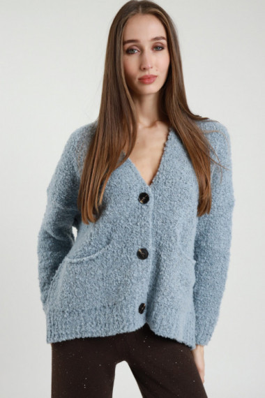 Cardigan boucle' 62%pc 18%pl 8%vi 8%wo 4%wp
