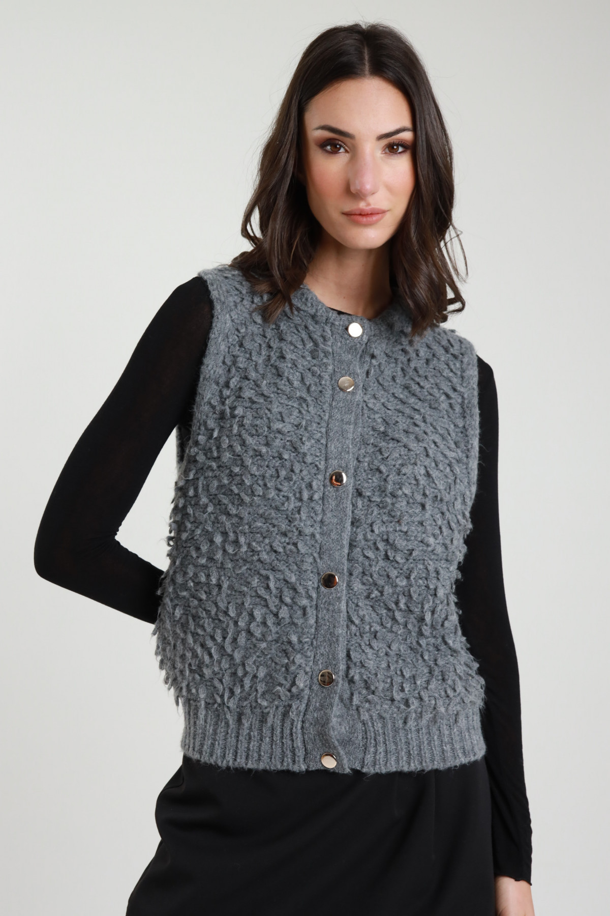 Gilet c/bottoni 57%pc 29%pa 7%vi 7%wo