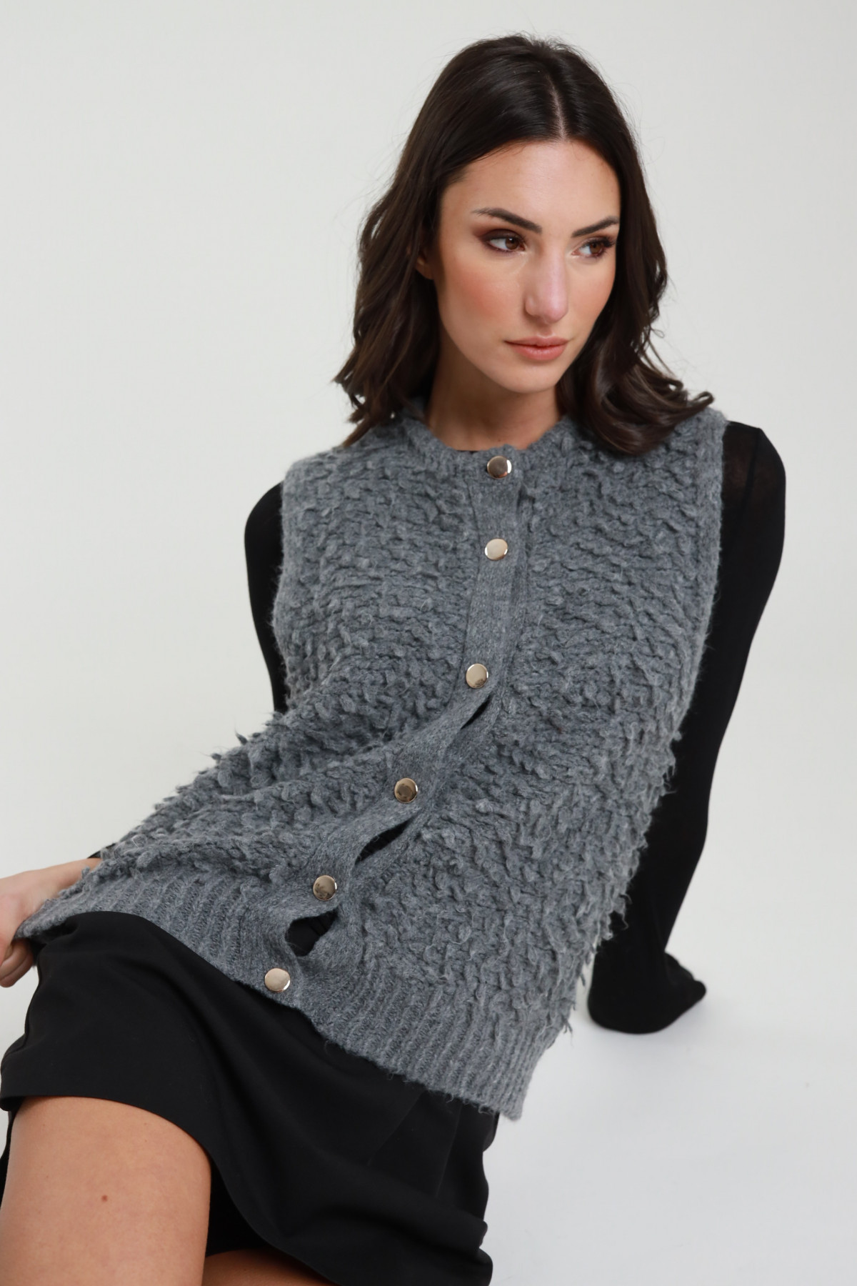 Gilet c/bottoni 57%pc 29%pa 7%vi 7%wo