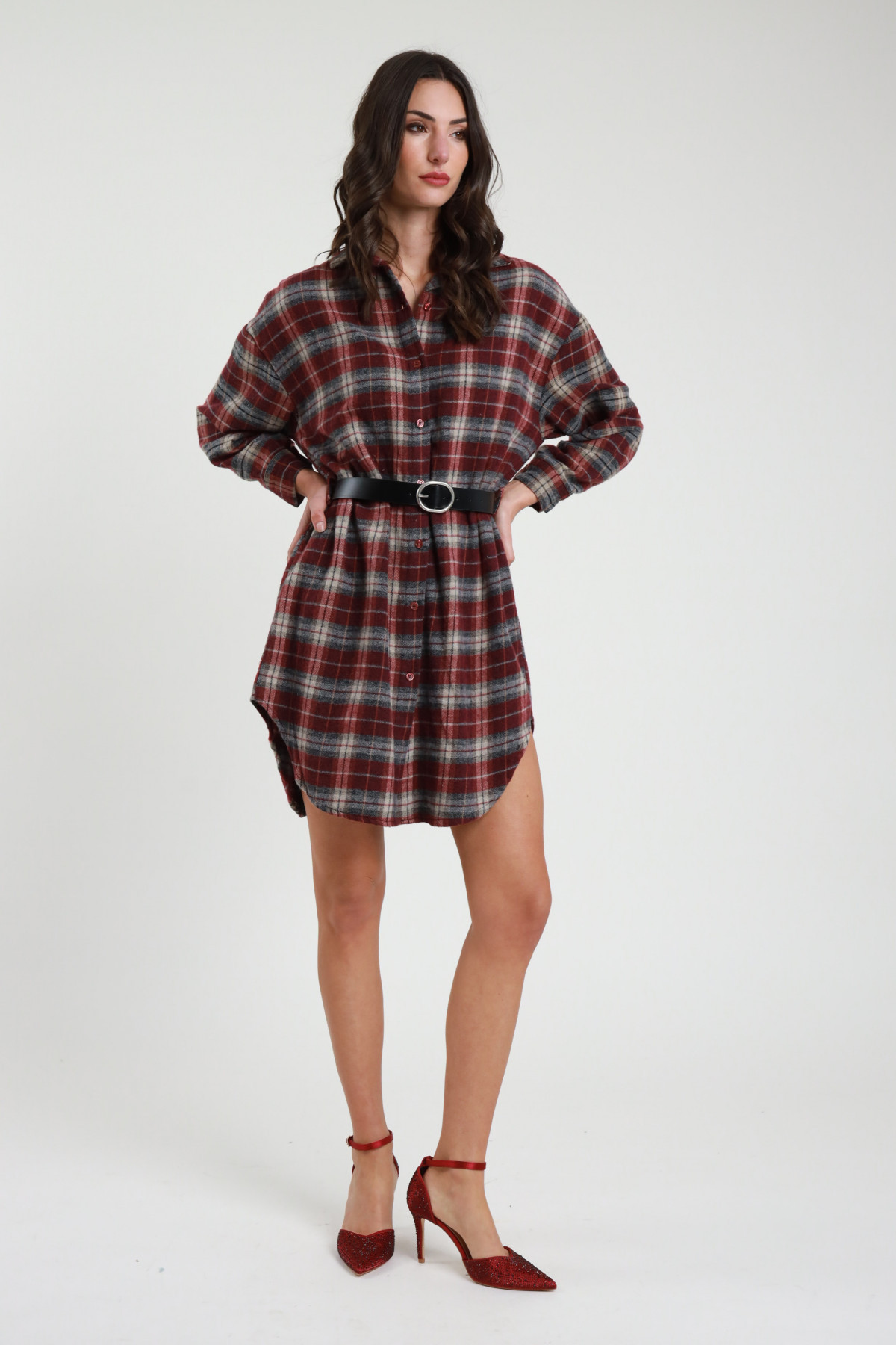 Checked shirt dress