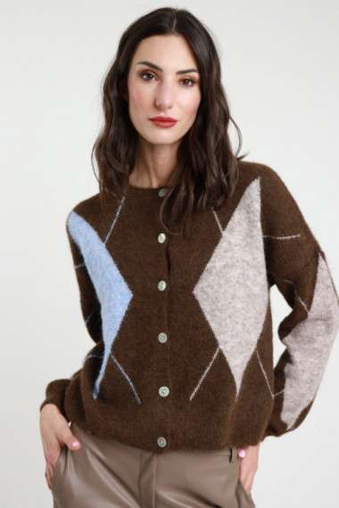 Cardigan rombi 64%pl 12%ny 12%wo 10%ac 2%sp