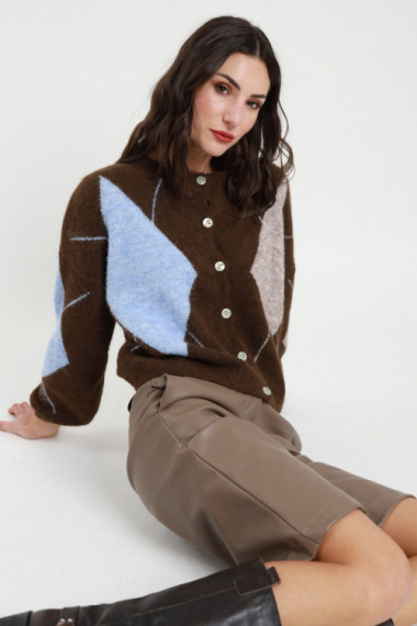 Cardigan rombi 64%pl 12%ny 12%wo 10%ac 2%sp