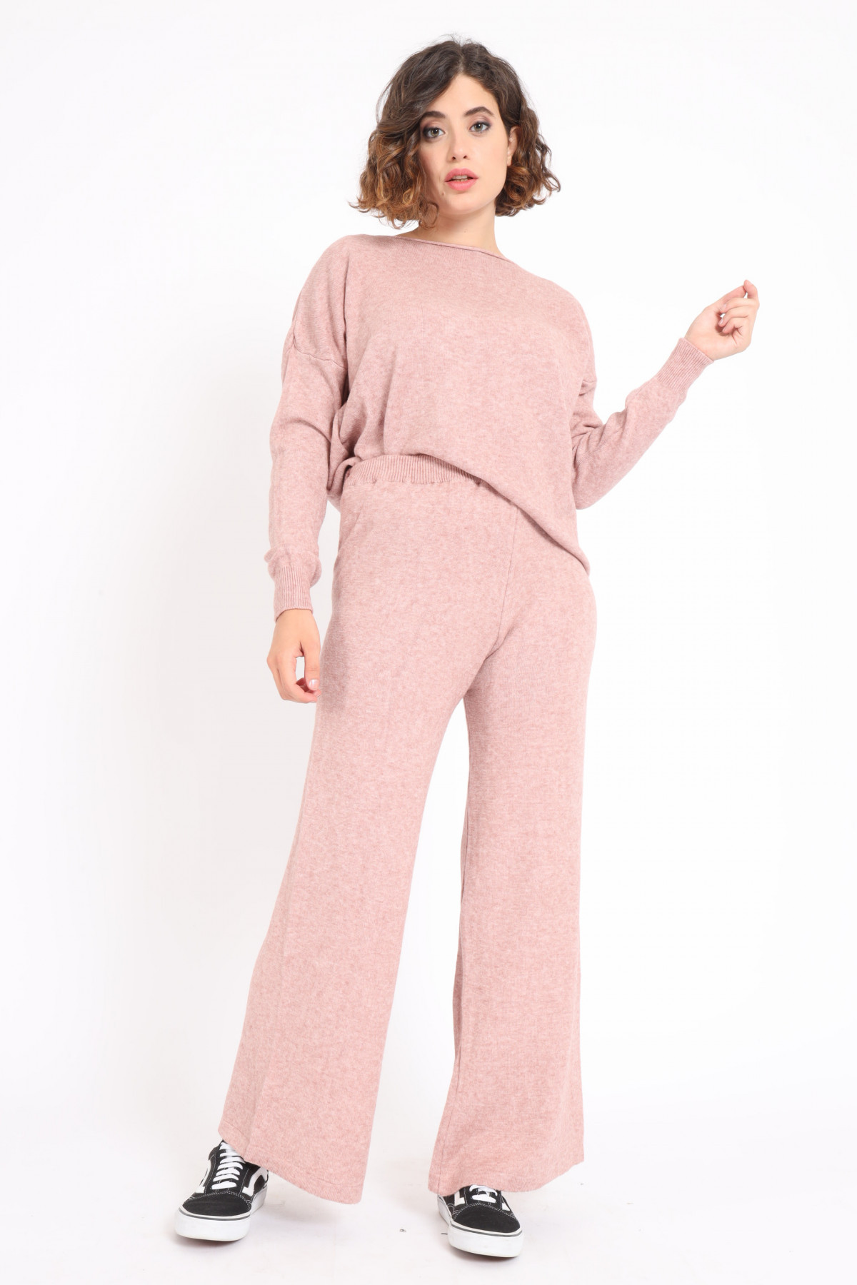 Knitted Palazzo Pants with Elasticated Waist