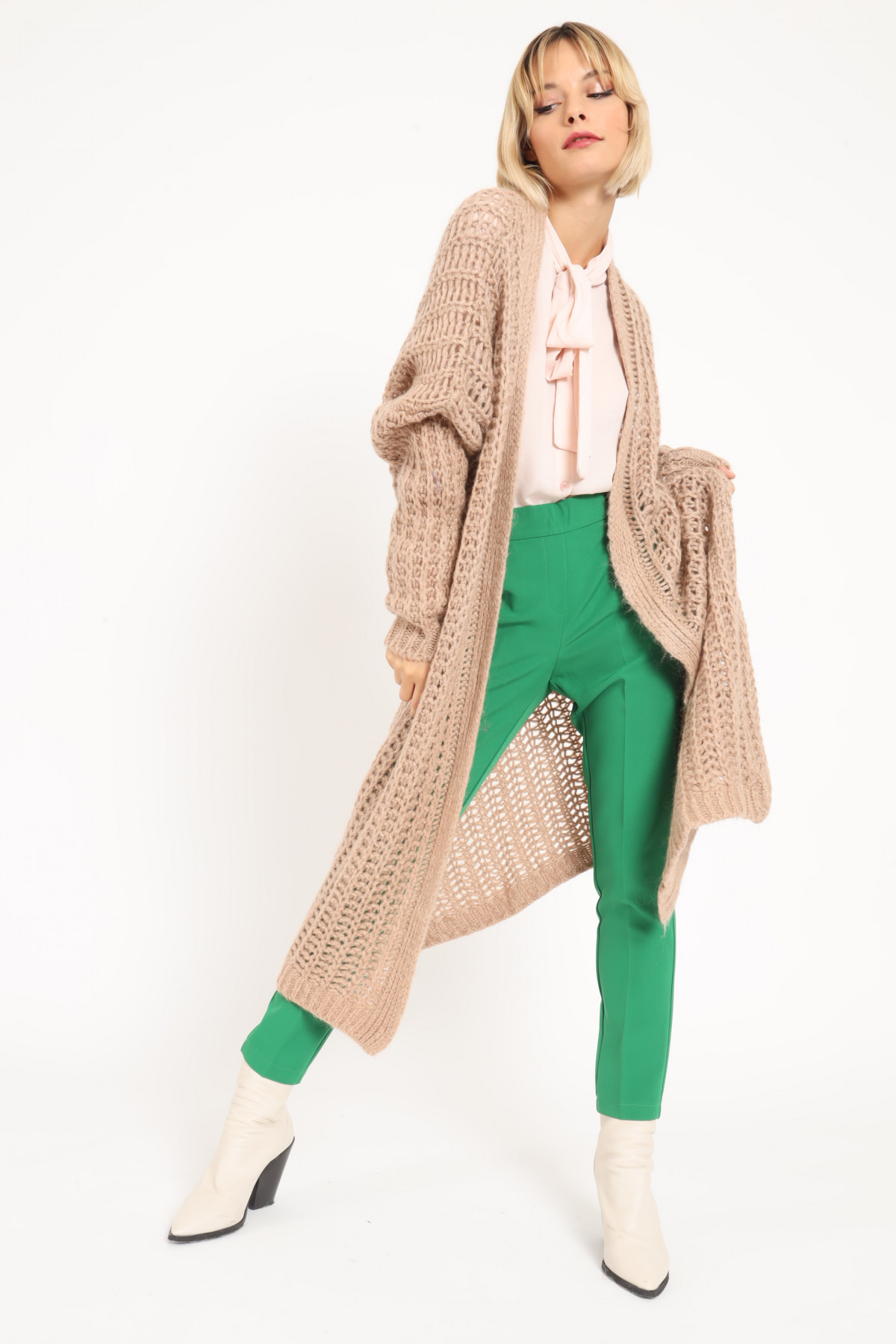 Long Cardigan in Punto Mosso