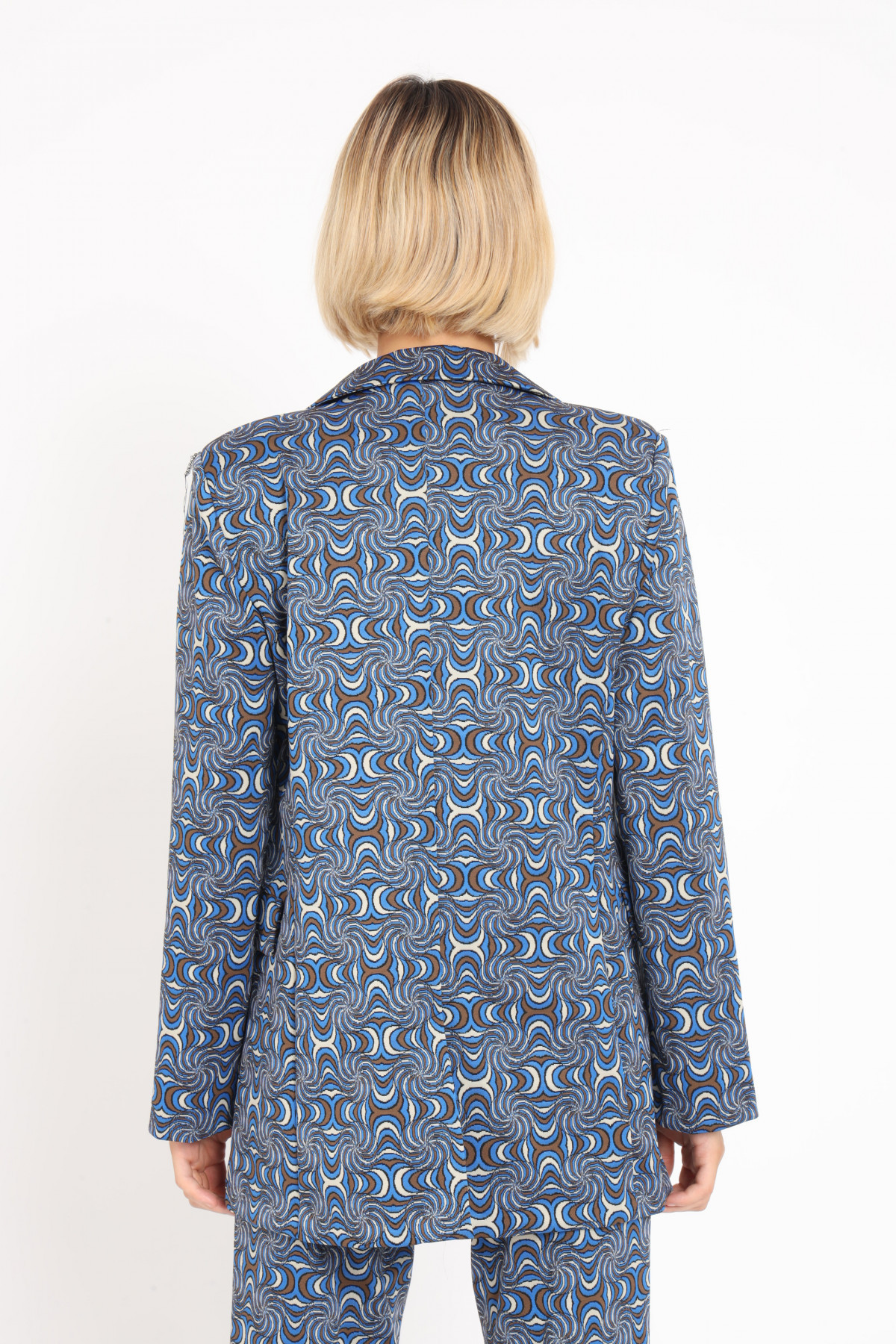 Jacket with Classic Revers in Optical Fantasy Print