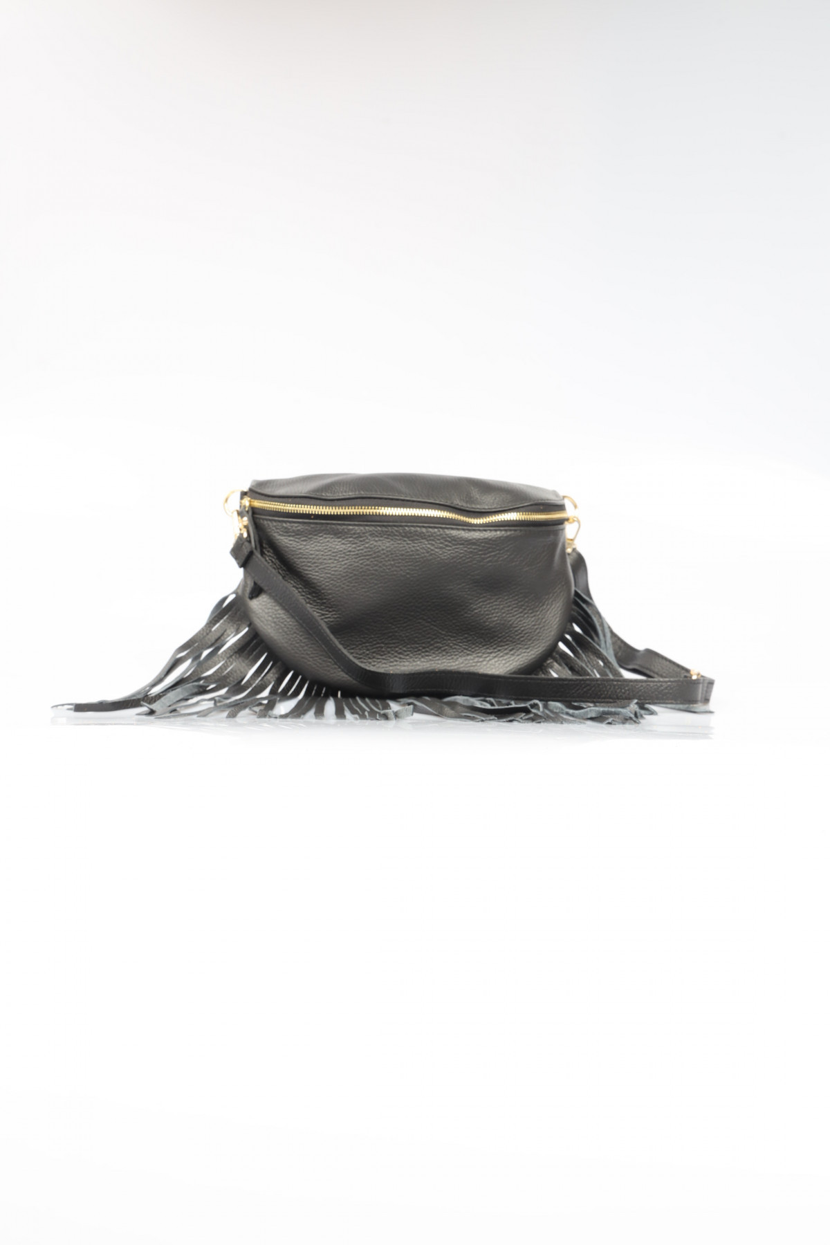 Genuine Leather Waist Bag with Fringes