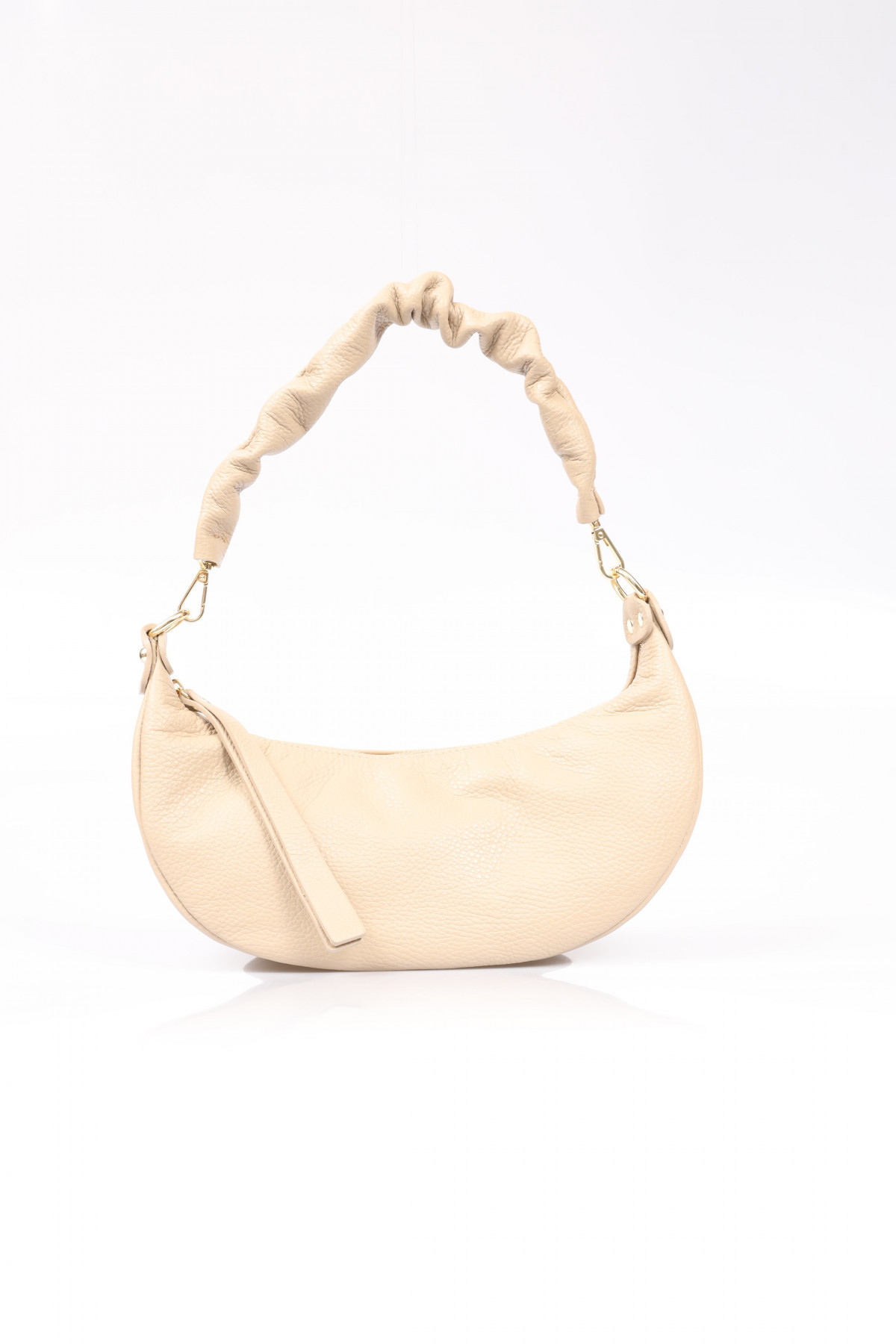 Luna bag with Curled handle in Genuine Leather