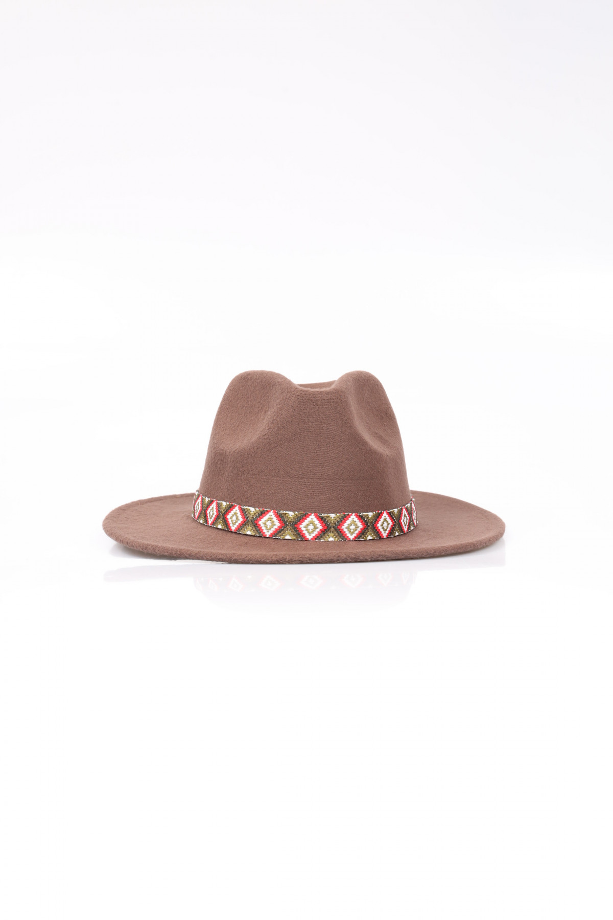 Panama Hat with Ethnic Patterned Ribbon