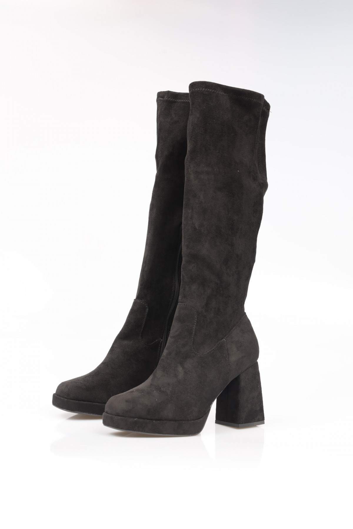 Eco Suede Boot with Heel and Plateau
