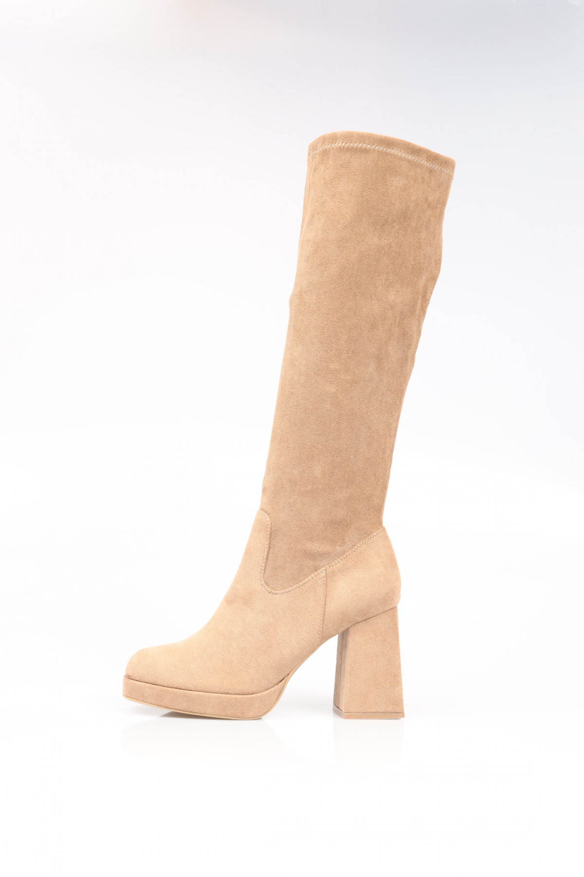 Eco Suede Boot with Heel and Plateau
