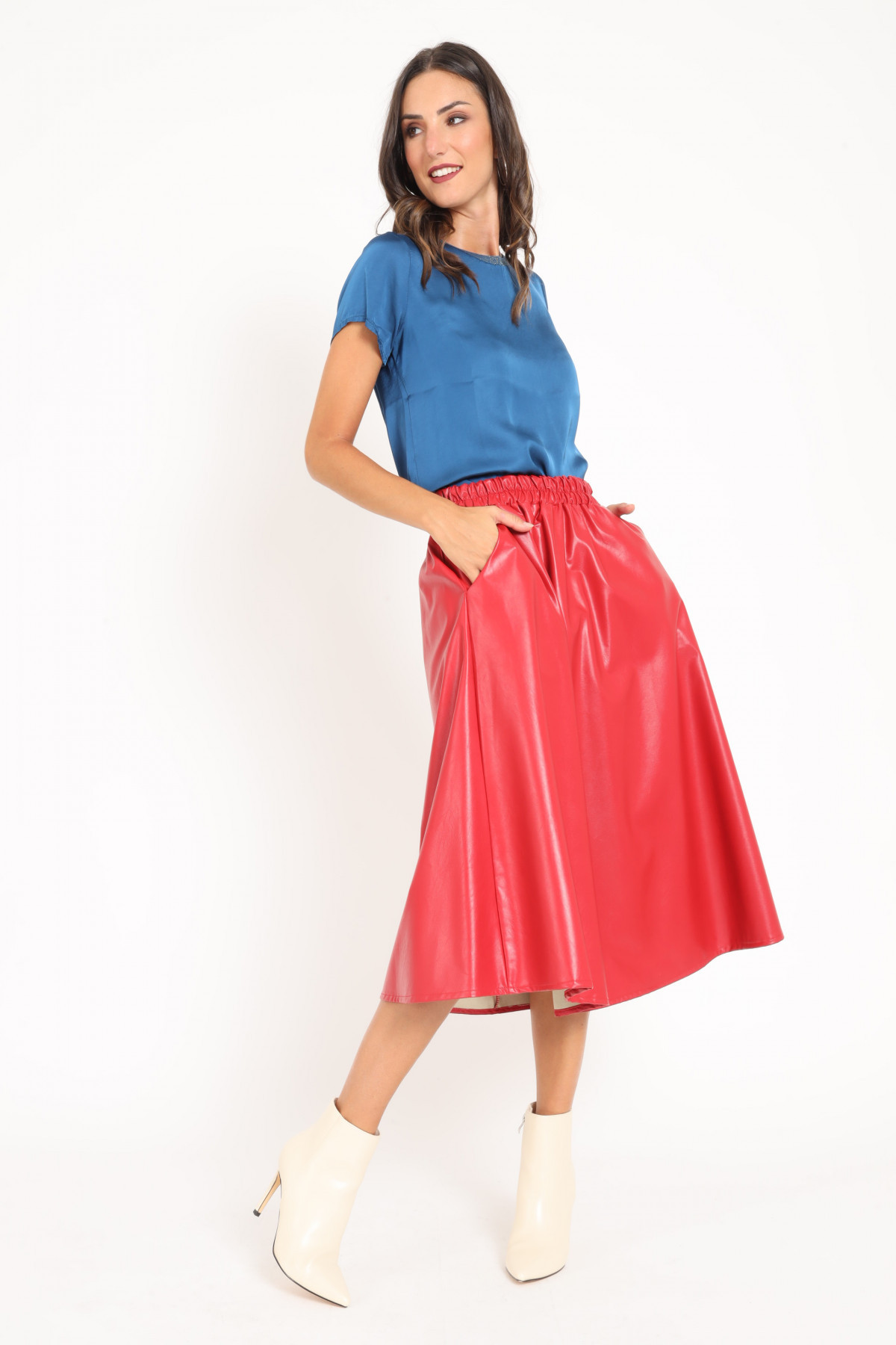 Long Faux Leather Skirt