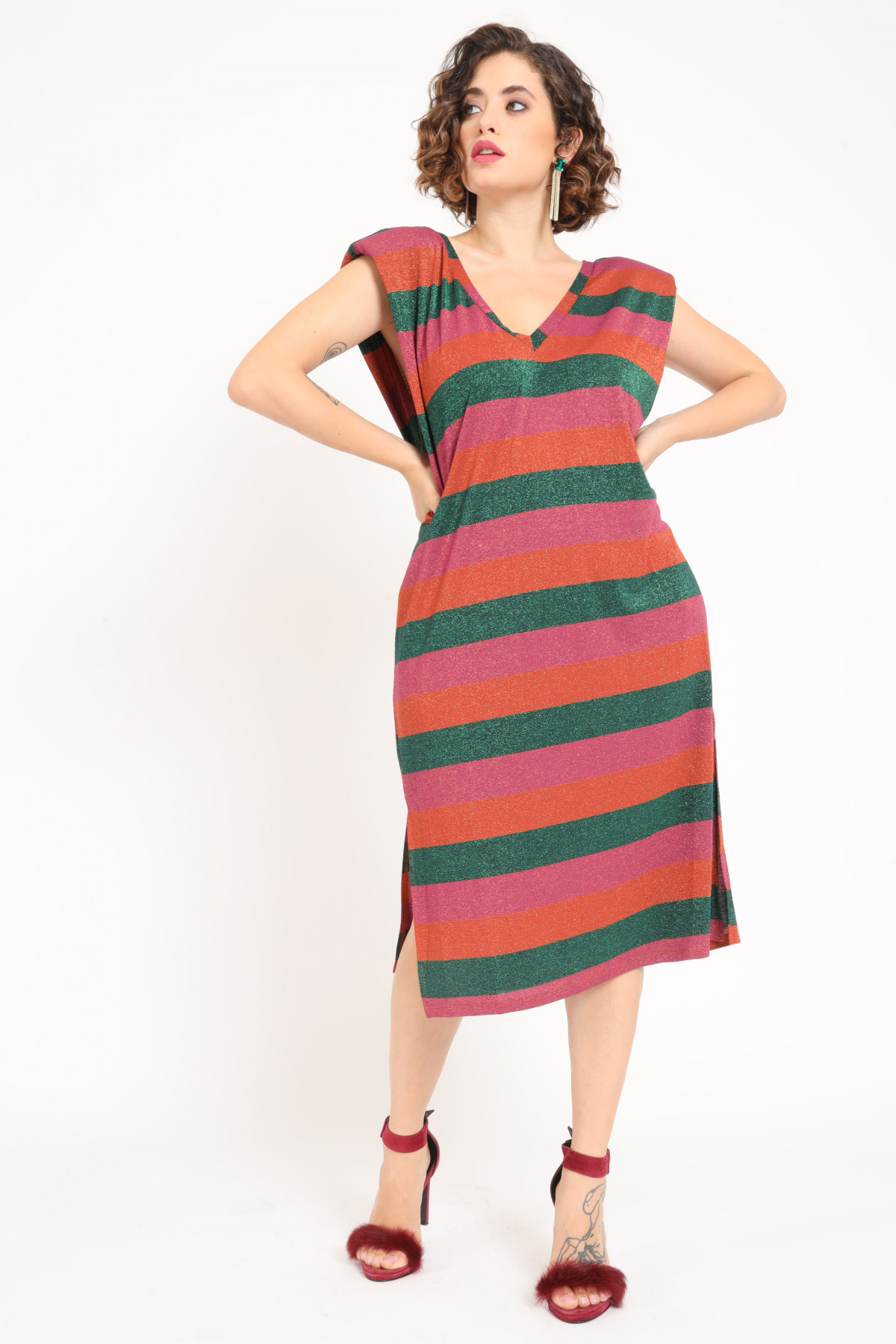 Sleeveless Dress with Lurex Straps