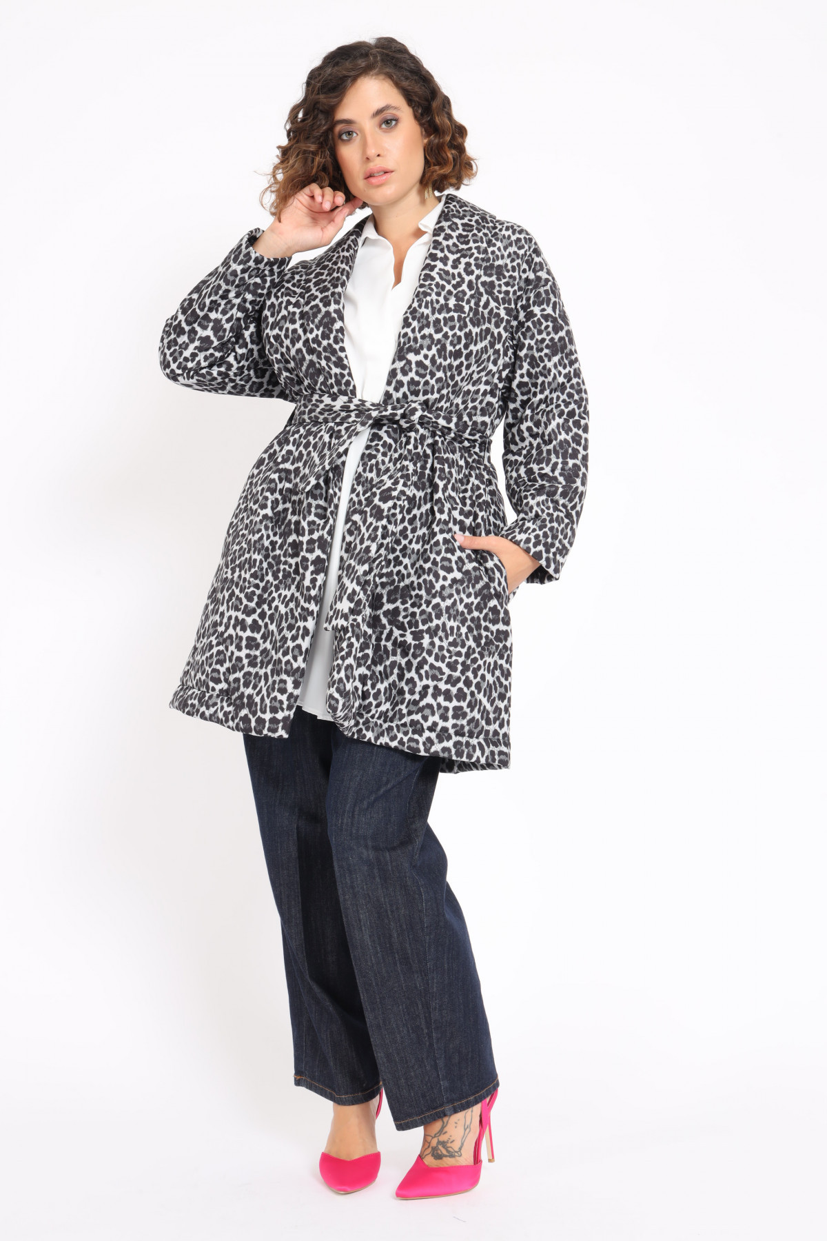 Quilted Coat in Animalier Pattern