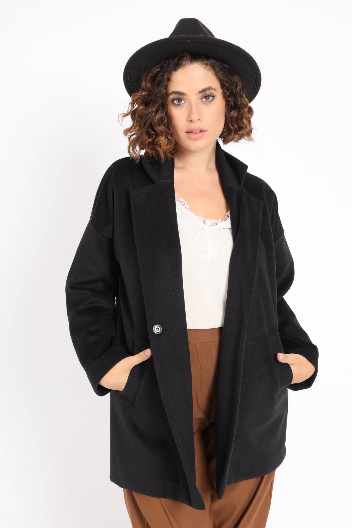 Short Over Coat with Classic Revers