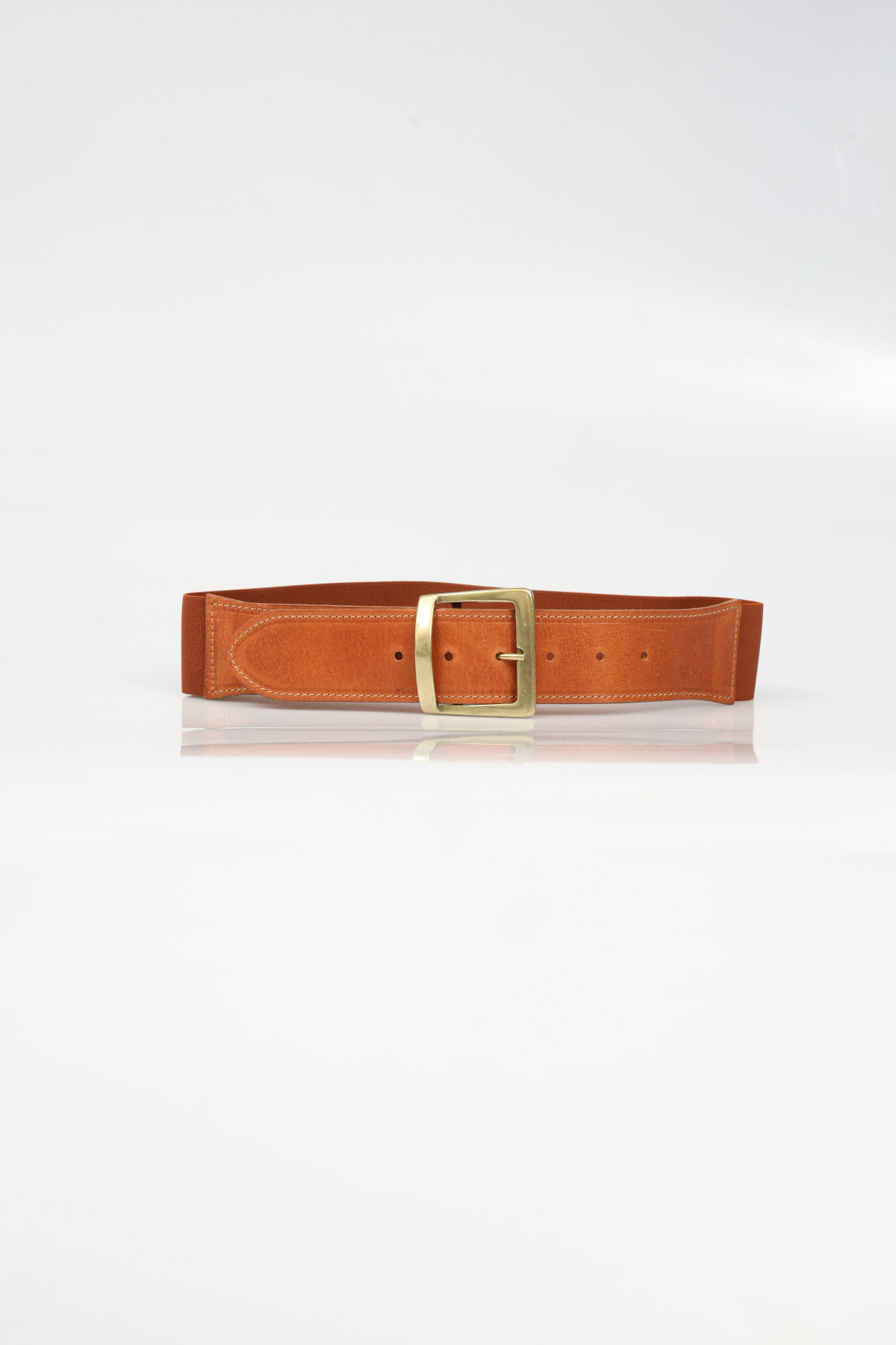 High Belt with Square Buckle and Elasticized Back