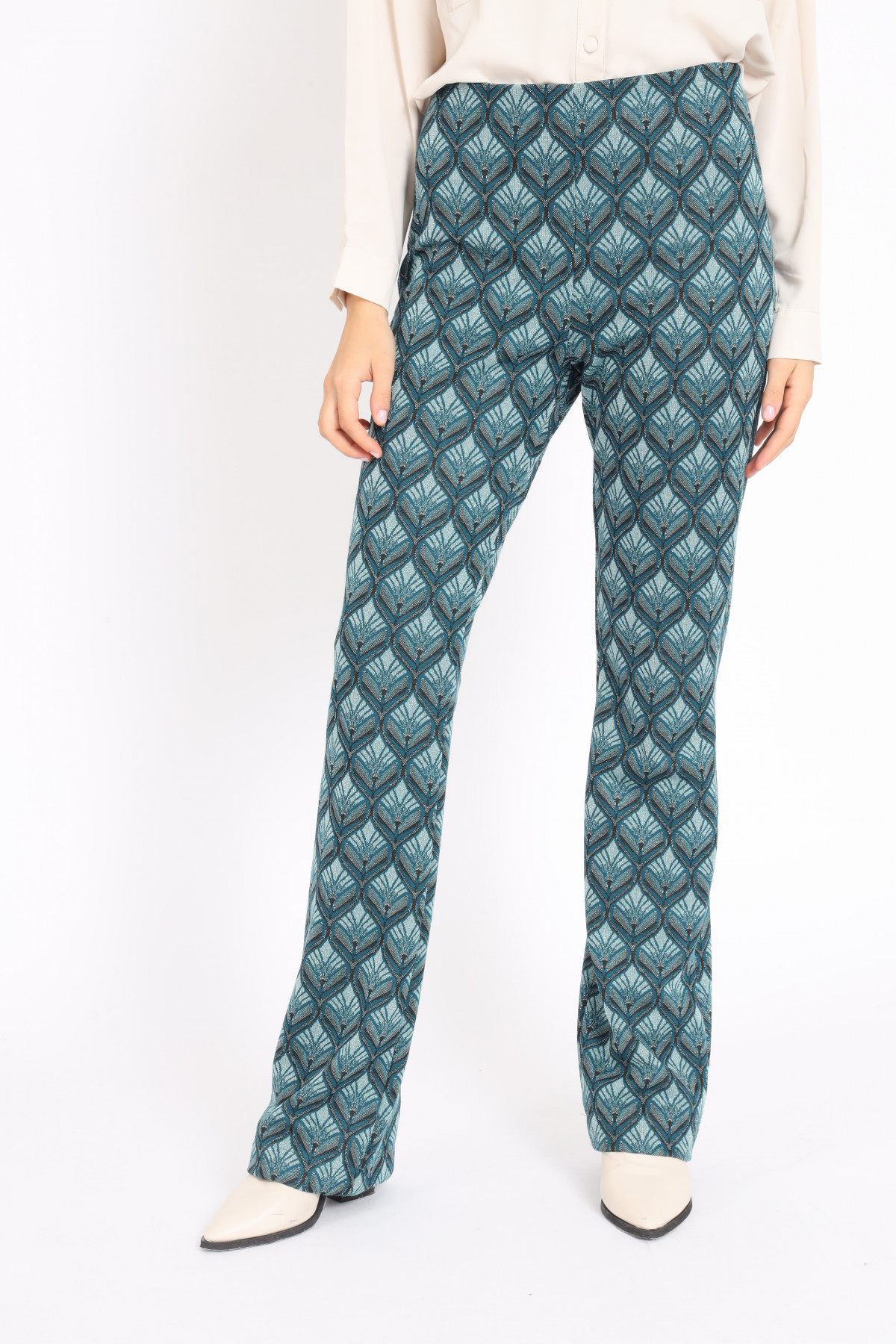 High Waist Jacquard Trousers