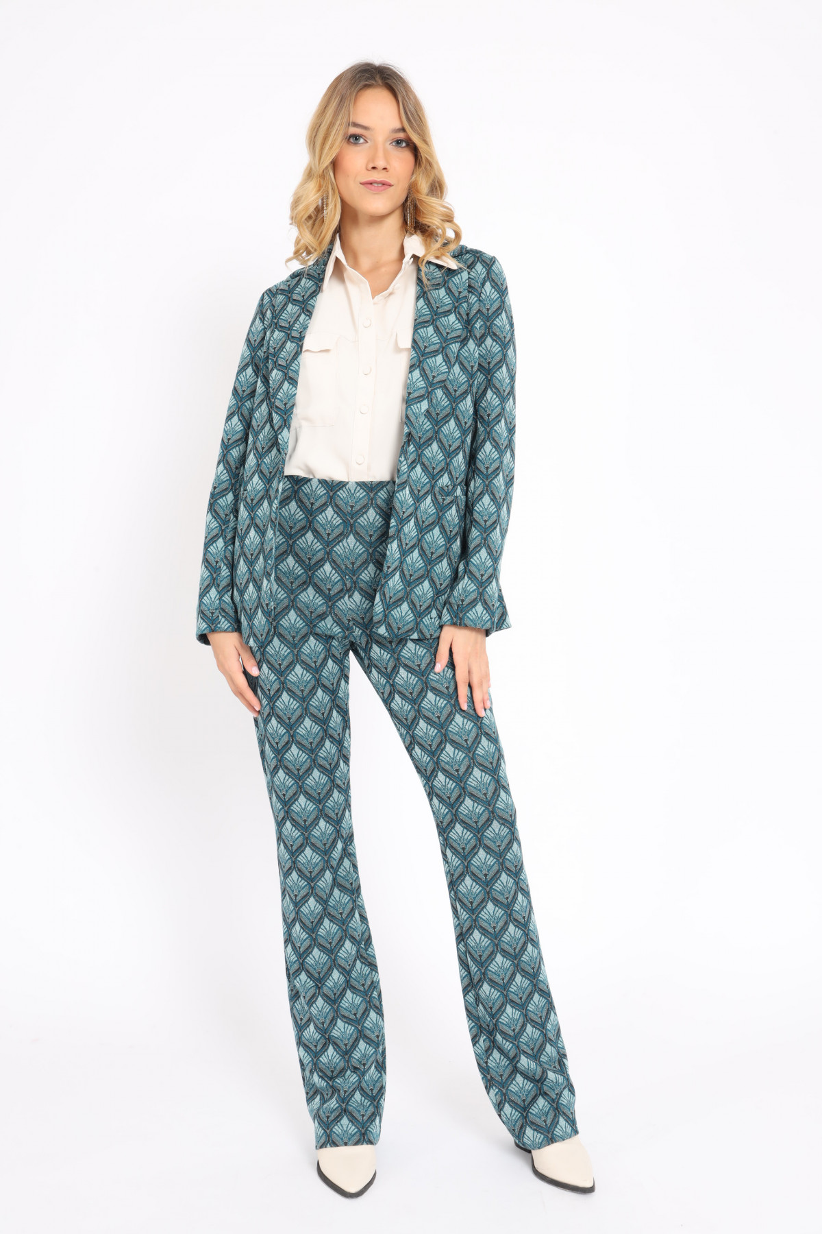 High Waist Jacquard Trousers