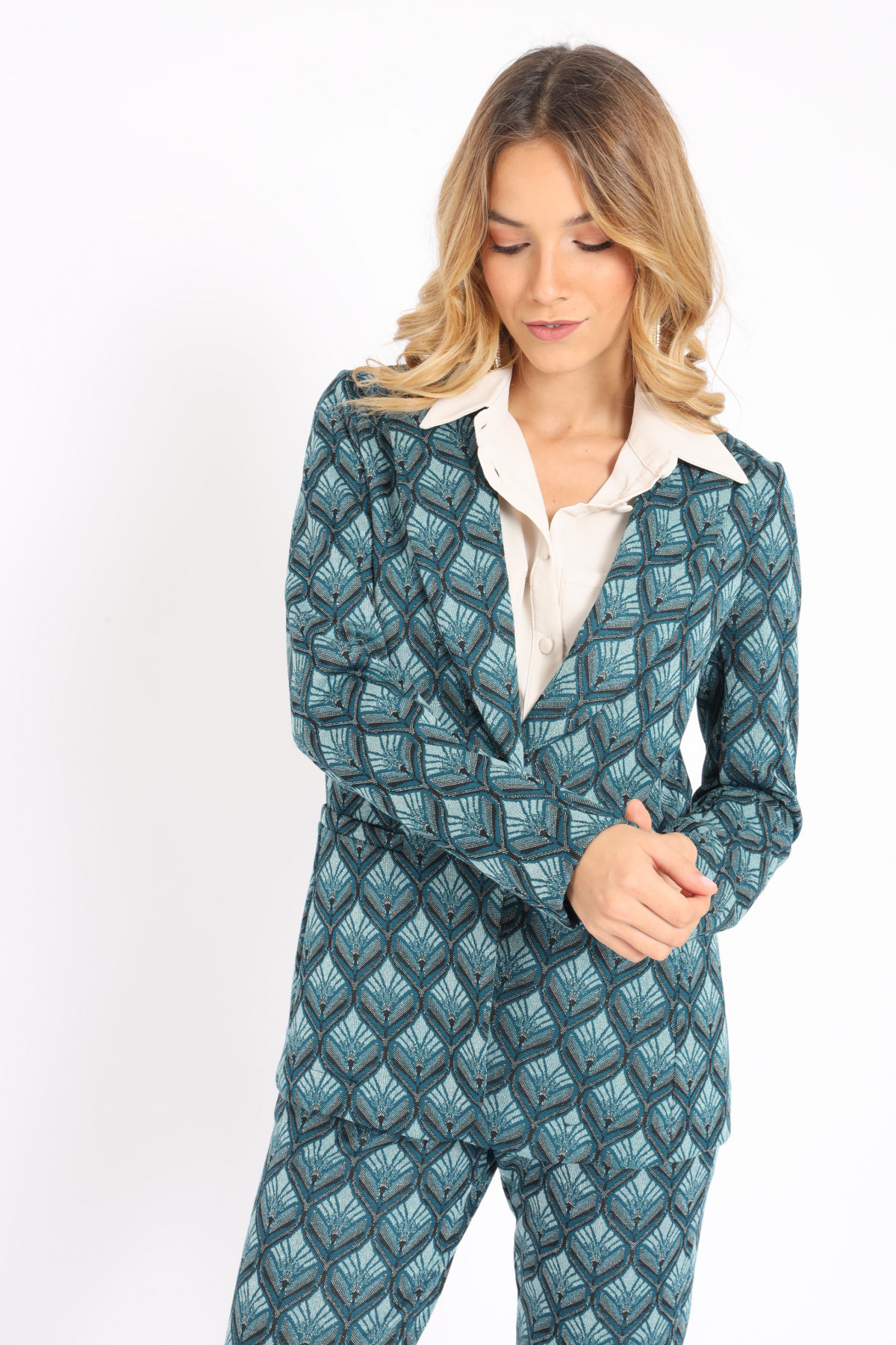 Jacquard-Jacke mit Lance Revers