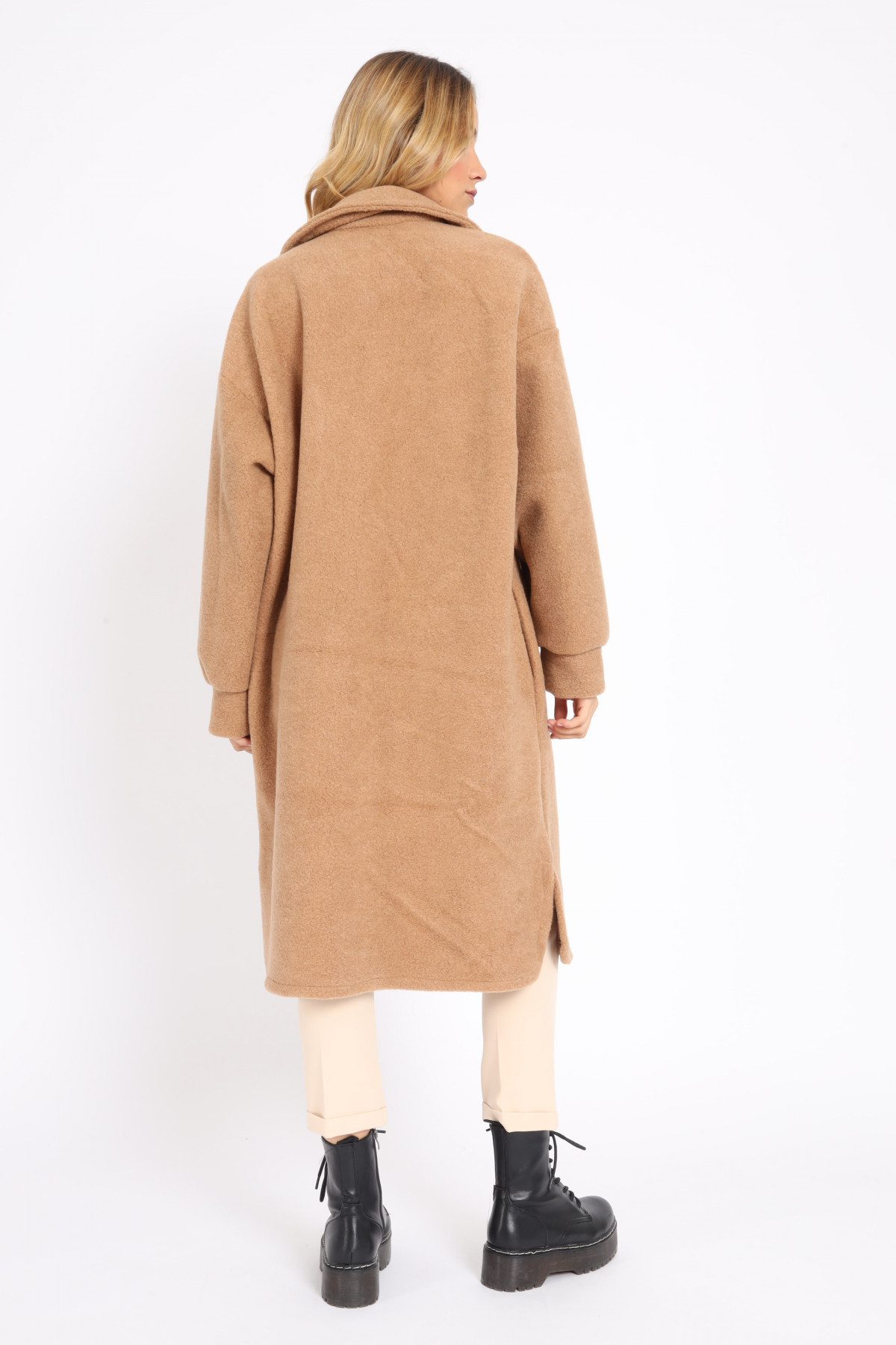 Unlined Over Coat in Eco Fur
