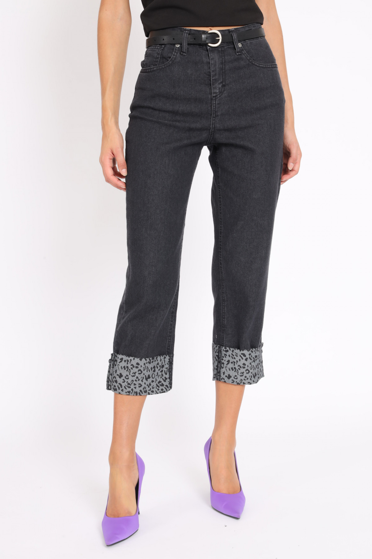 5 Pockets Jeans with Animalier Cuff