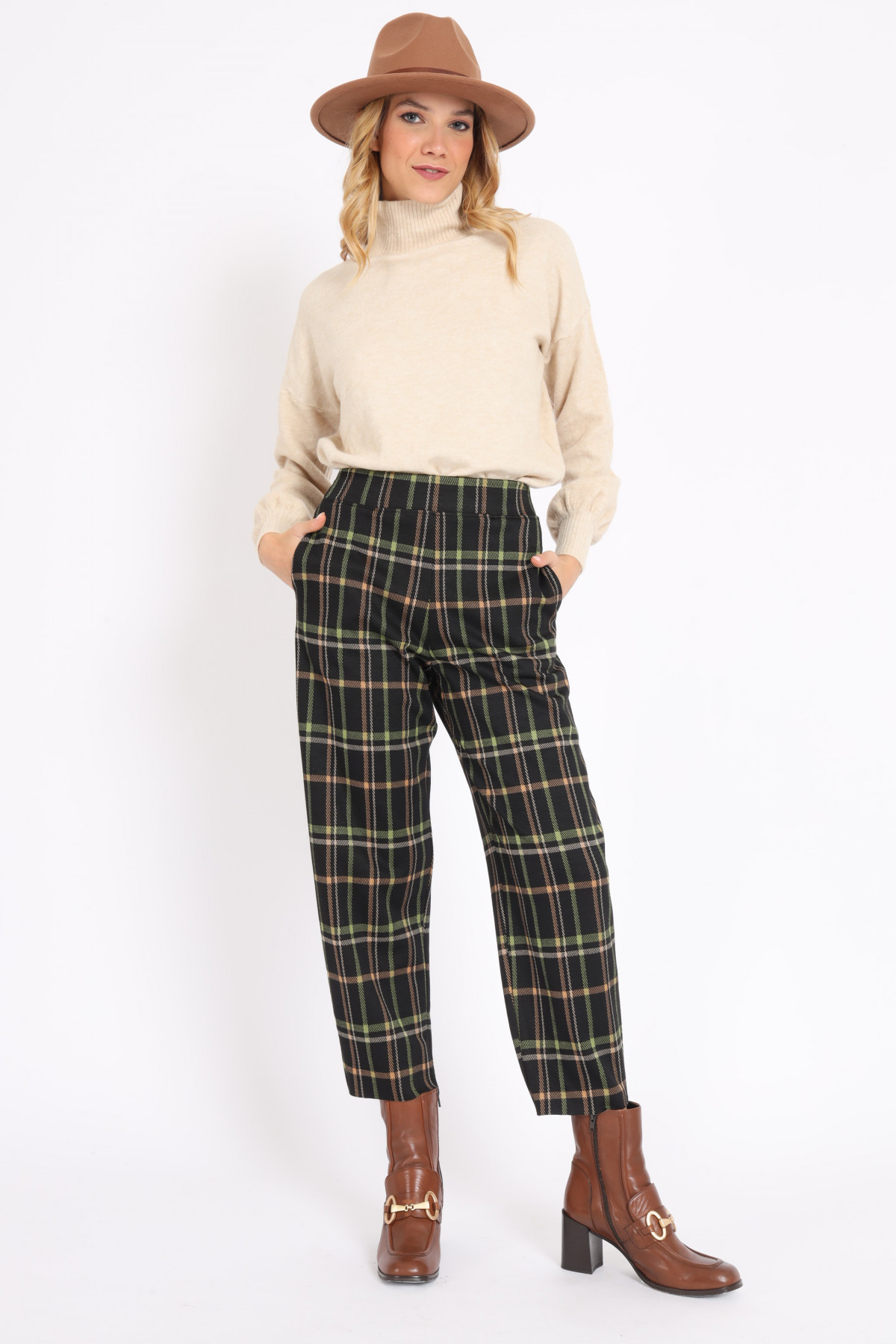 Egg Trousers in Check Fantasy Print