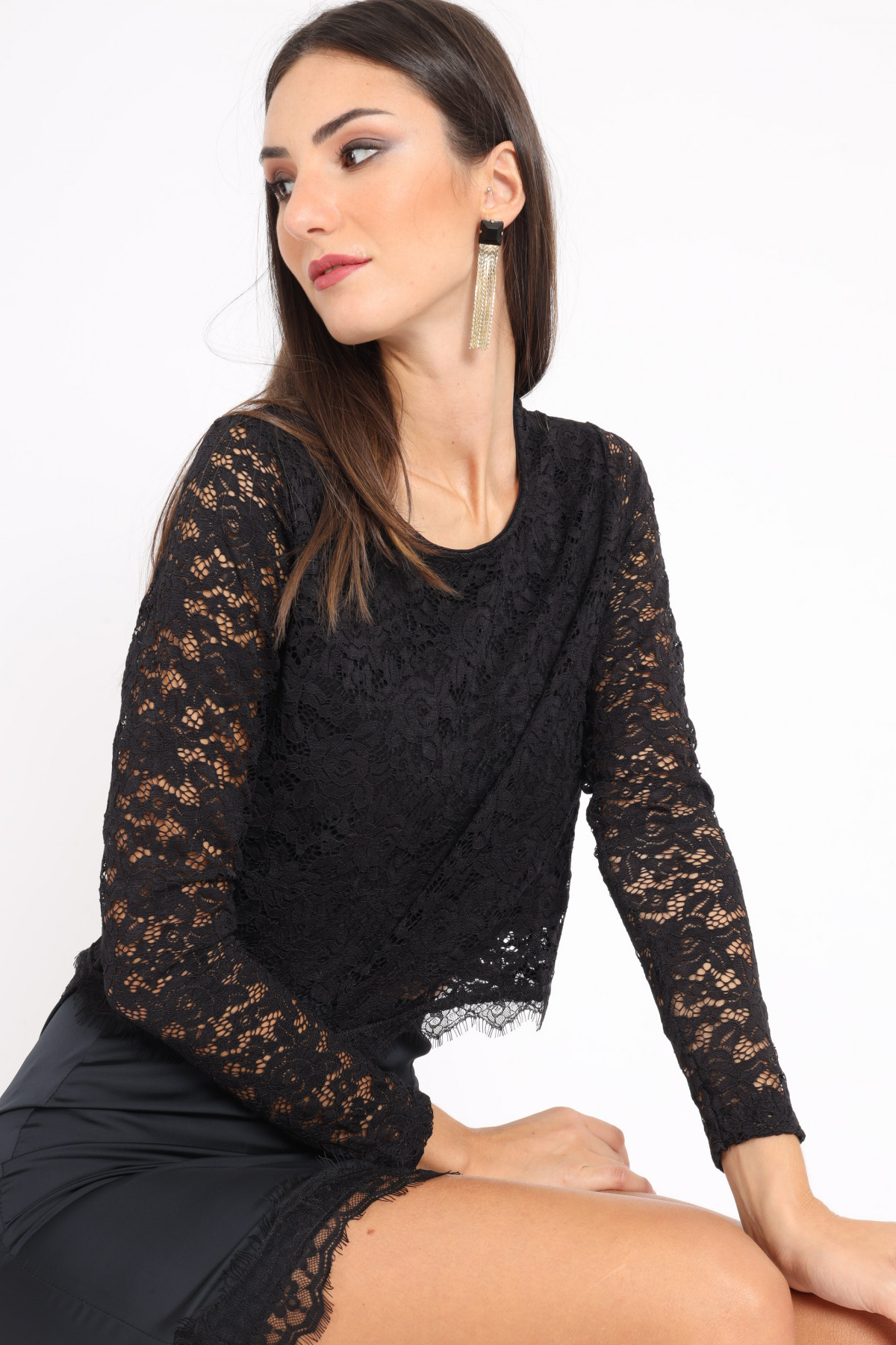 Cropped Lace Blouse