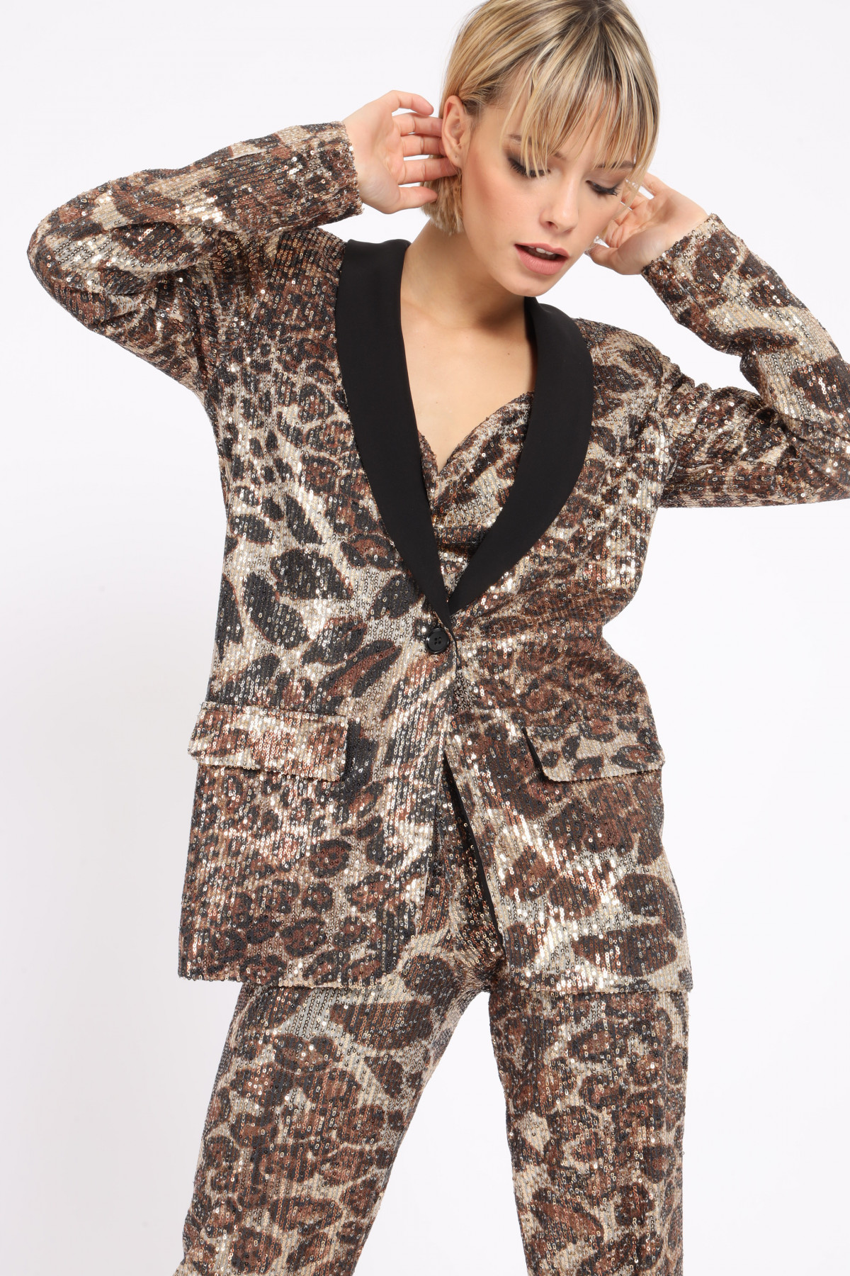 Animalier-Jacke mit Pailletten