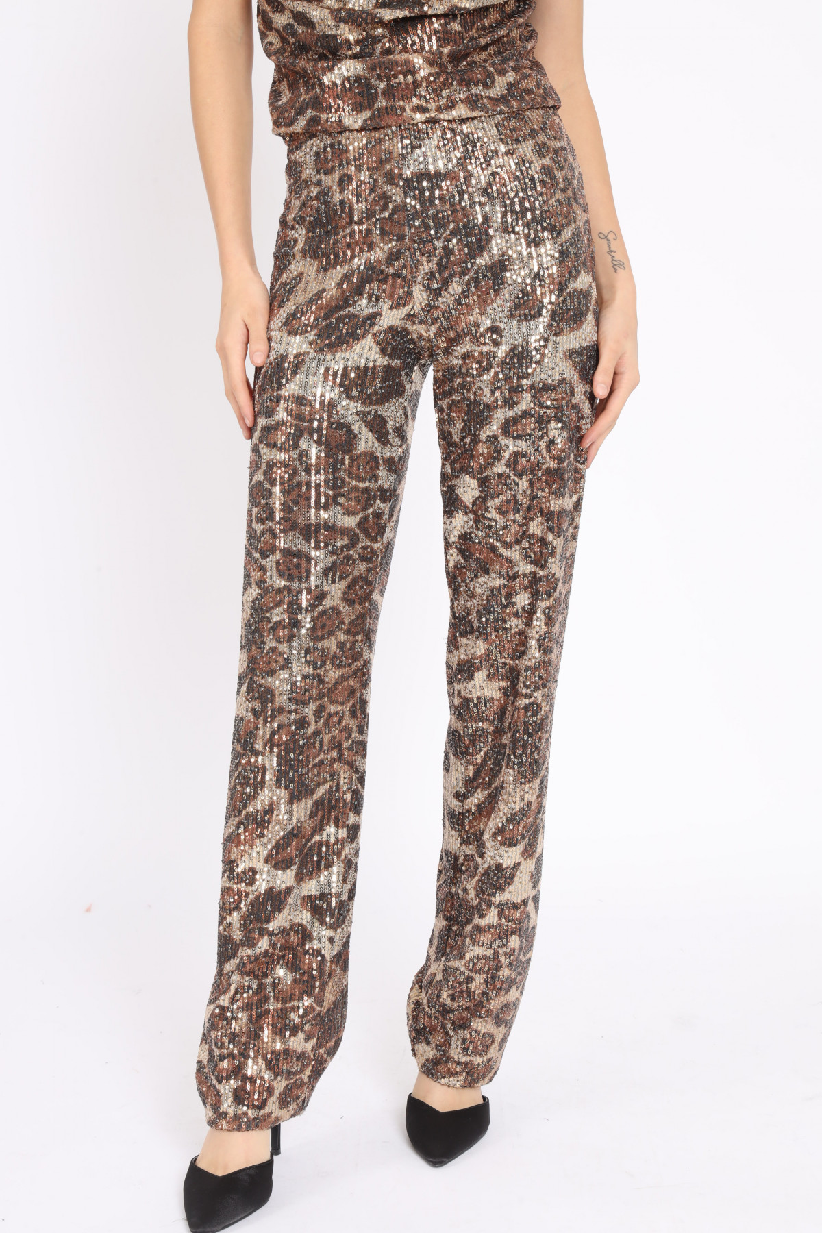 Pantalone Animalier in Paillettes