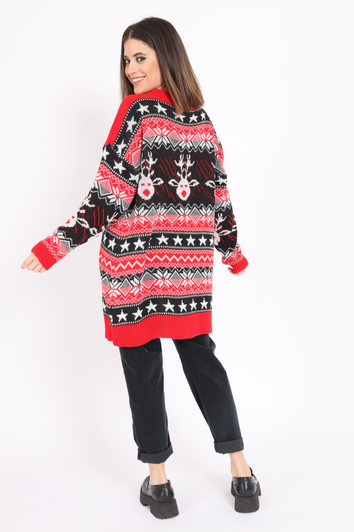 Maxi sweater in Christmas pattern